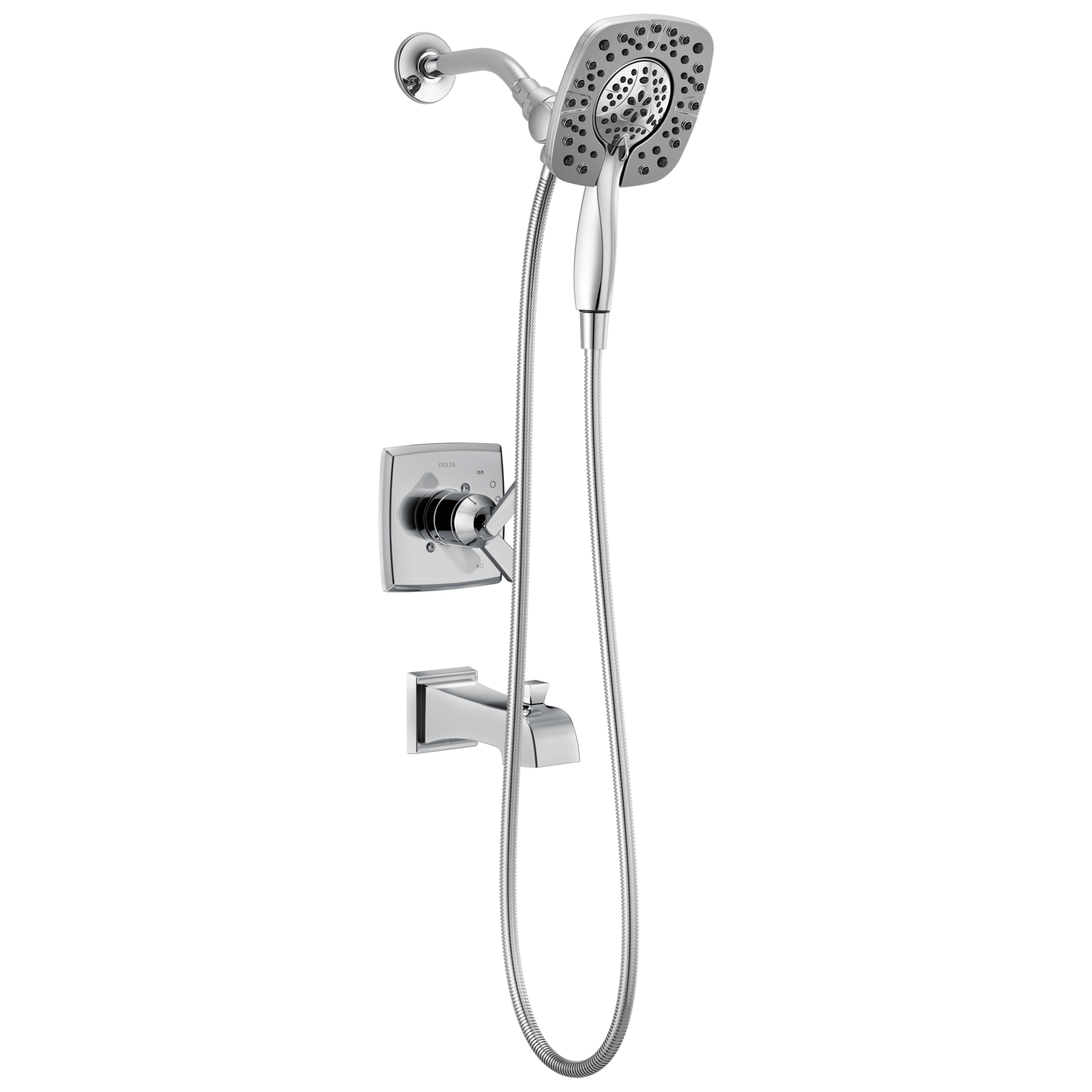 Delta T17464-I Ashlyn Chrome 2-handle Multi-function 6.57-Inches Round Bathtub and shower Faucet