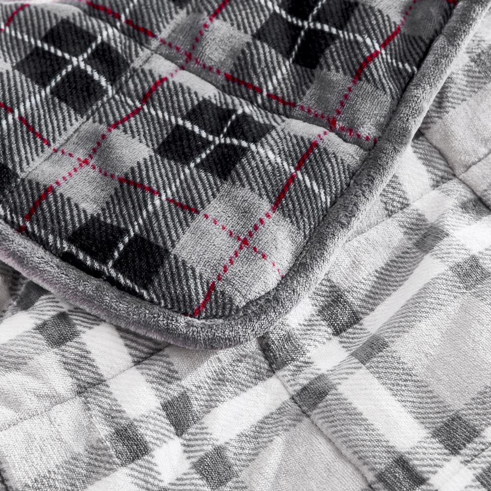 Dreamnest Light Grey Plaid 50-in x 60-in 10-lb Weighted Blanket in the ...