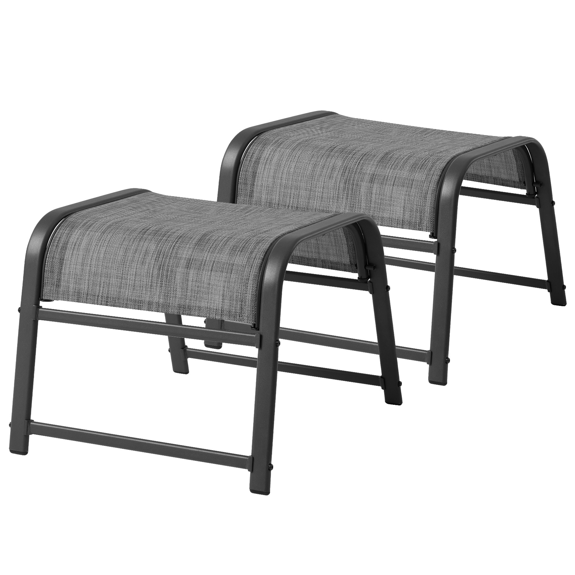 JEAREY JLGJD-02-BW Outdoor Patio Ottomans Set of 2 Black Iron Foot stool