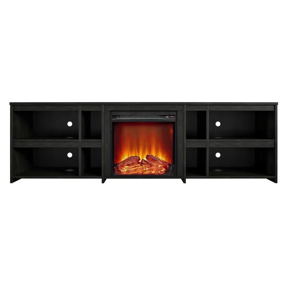 Ameriwood Home 2073335COM 71.4-Inches W Black Oak TV Stand with Fan-forced Flat wall Electric Fireplace