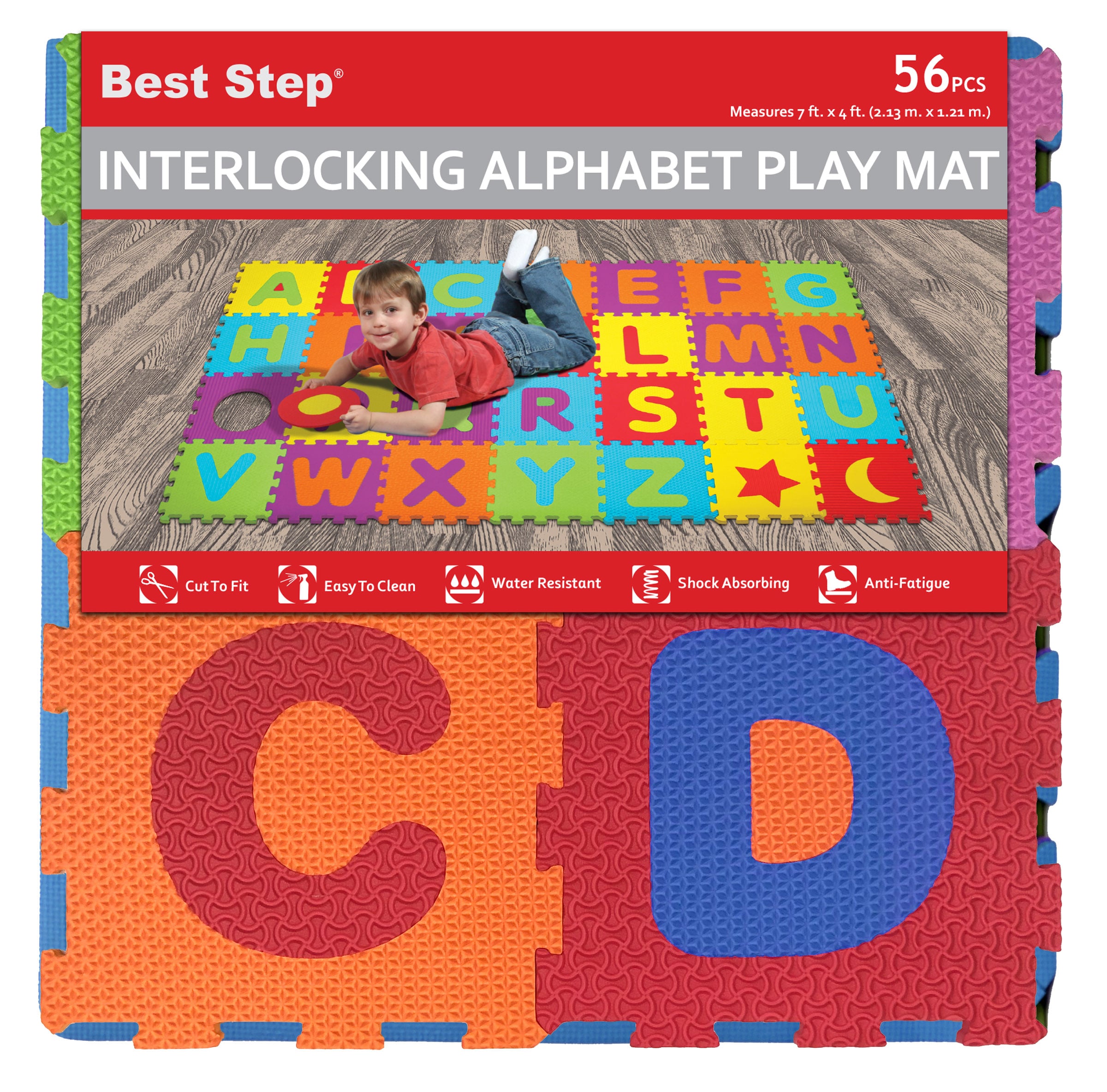 TrafficMASTER Multi-Color 12 in. x 12 in. x 0.43 in. ABC Playroom