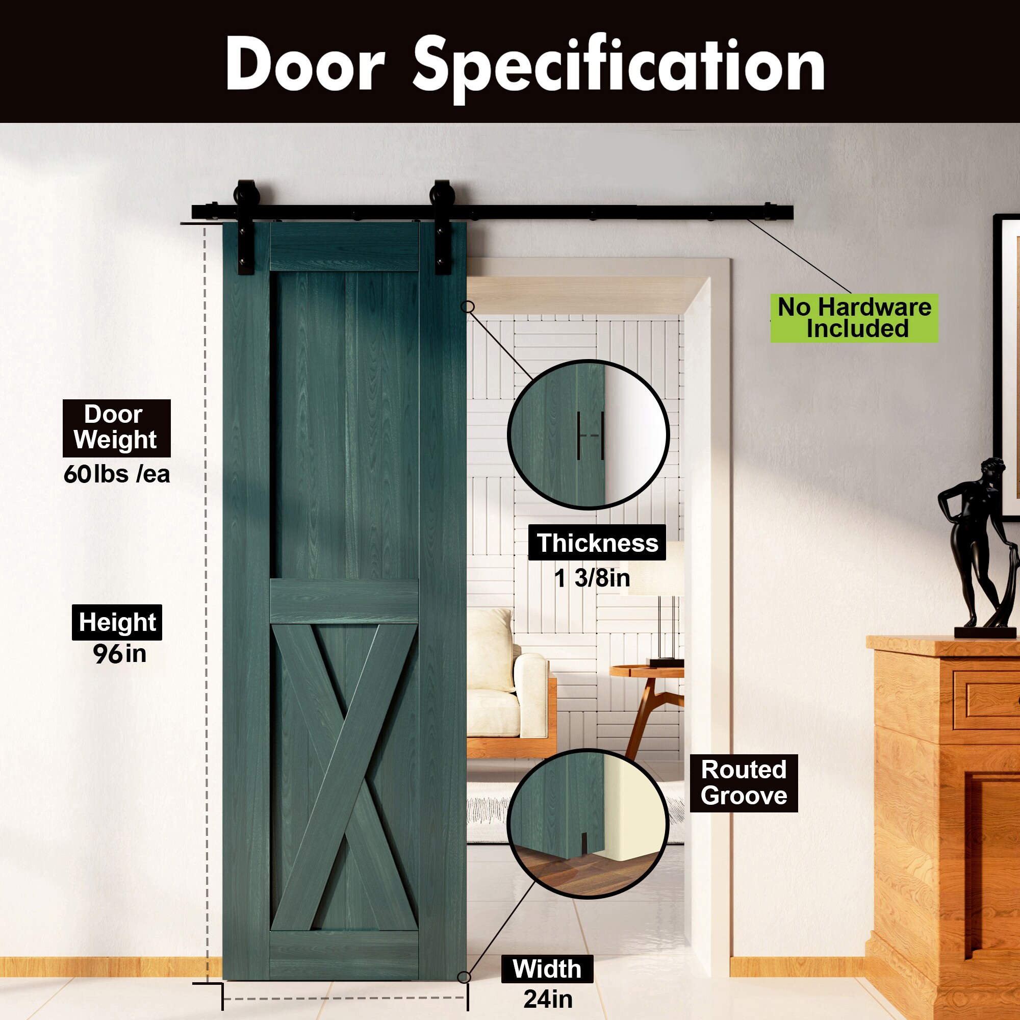 HOMACER 2496-X-RP Barn-Doors - View #3