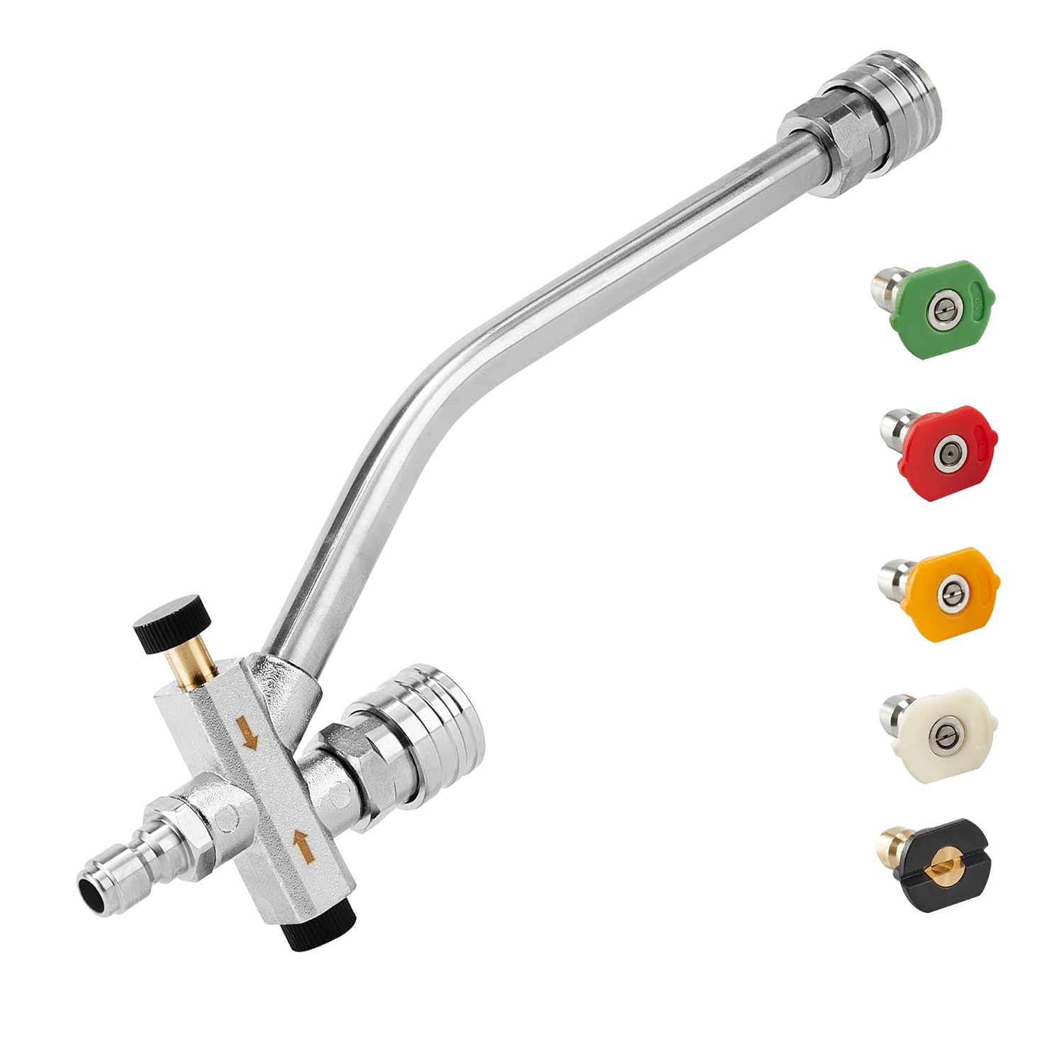 Raincovo Dual Connector Pressure Washer Foam Cannon Lance with 5 Nozzle Tips and 1/4 Inch Quick Connect for Simultaneous Soap and Rinse Application