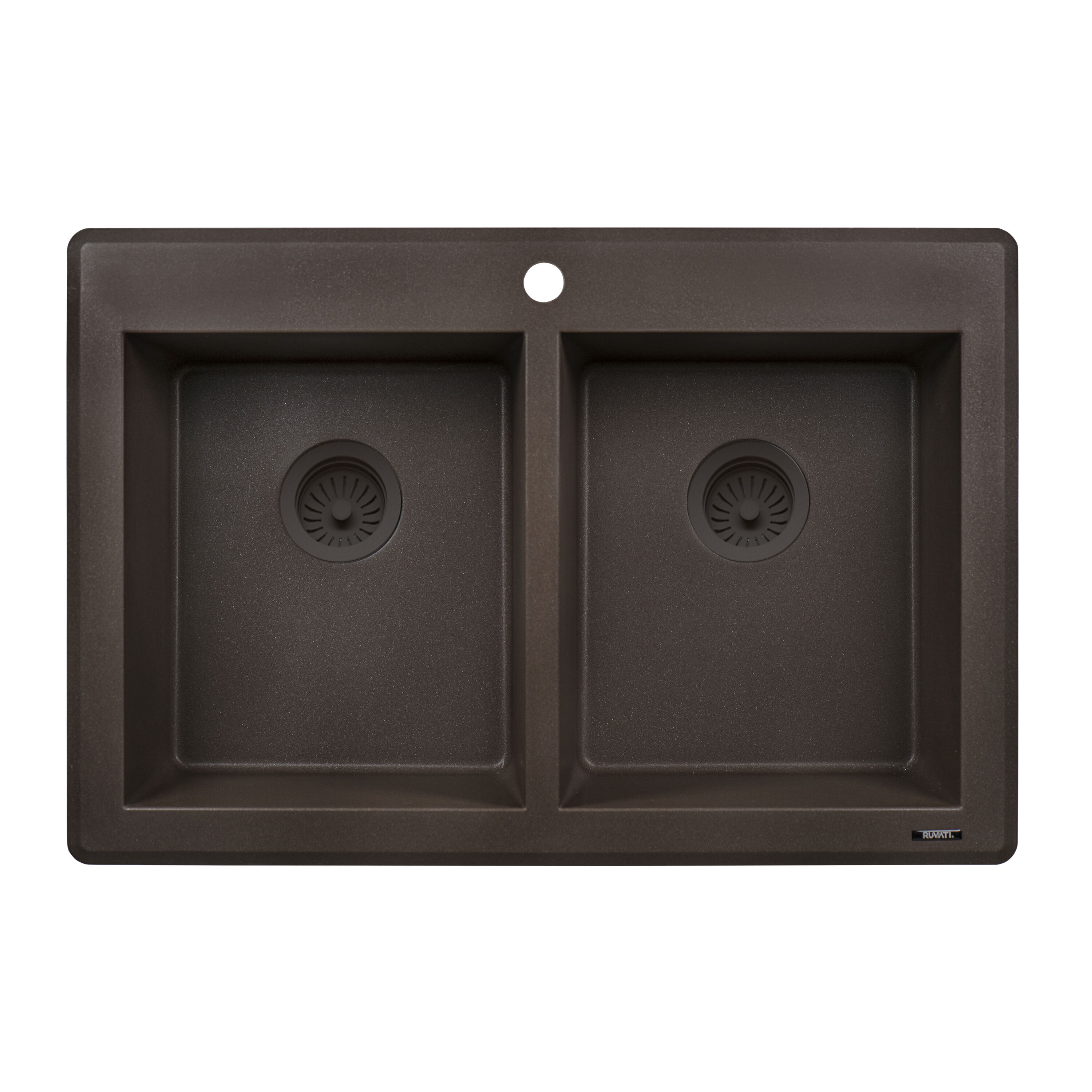 Espresso Brown Granite Composite Double Bowl Drop-in Sink