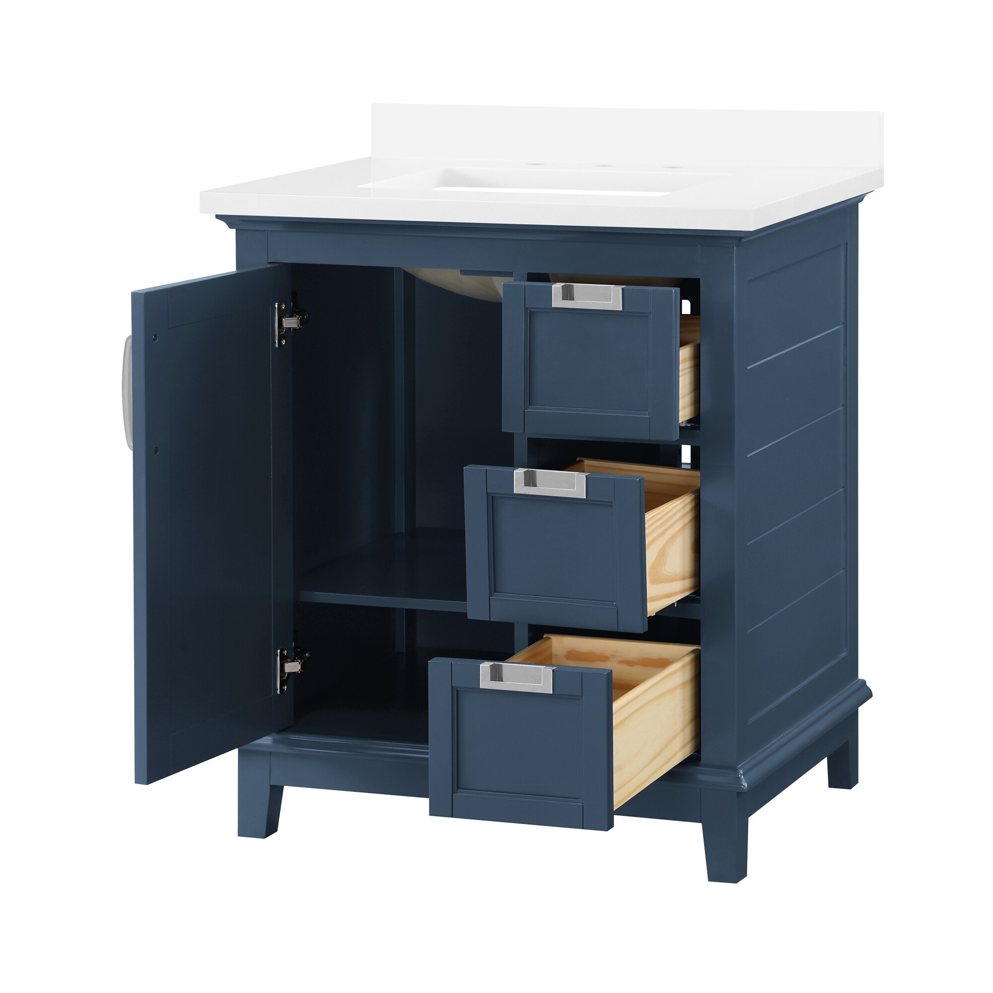Pembroke Greyish Blue 30" Single Sink Freestanding Bathroom Vanity with Marble Countertop