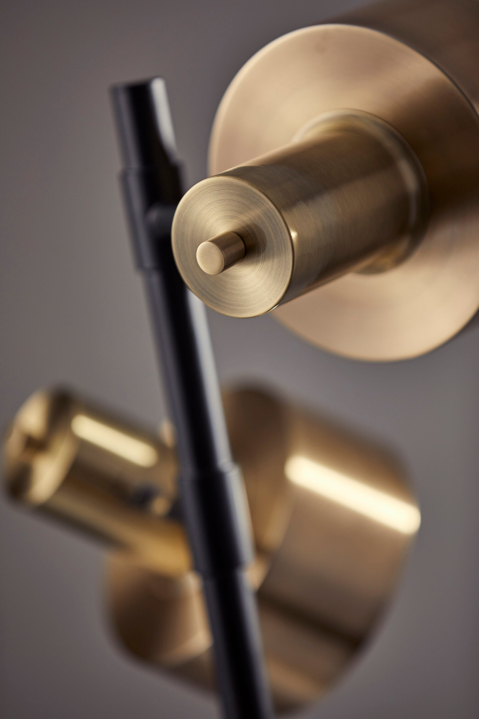 Arcadian Adjustable Triple-Arc Matte Black & Brass Floor Lamp