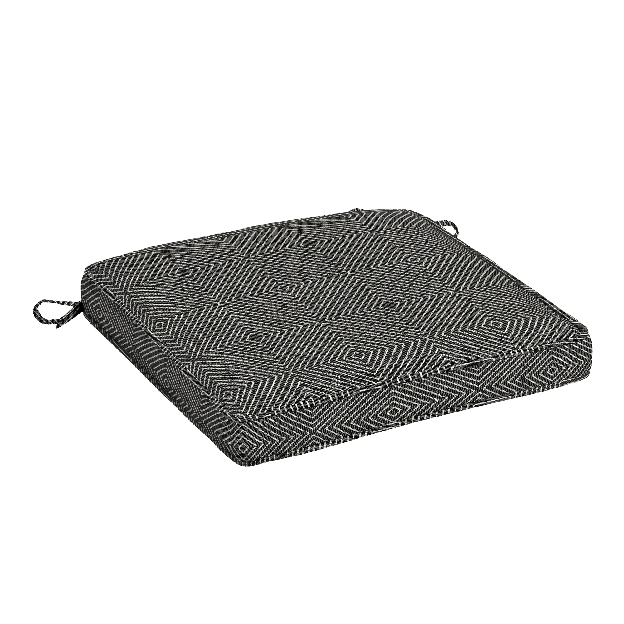 allen + roth with STAINMASTER XQ0A417B-9C8 20-in x 20-in Black Diamond Texture Patio chair cushion
