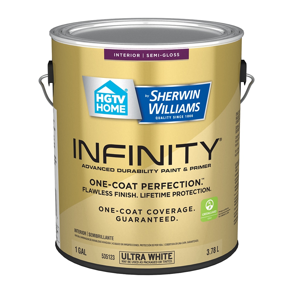 HGTV HOME by Sherwin-Williams Semi-gloss Ultra White Enamel Tintable Latex  Interior Paint + Primer (1-Gallon) at