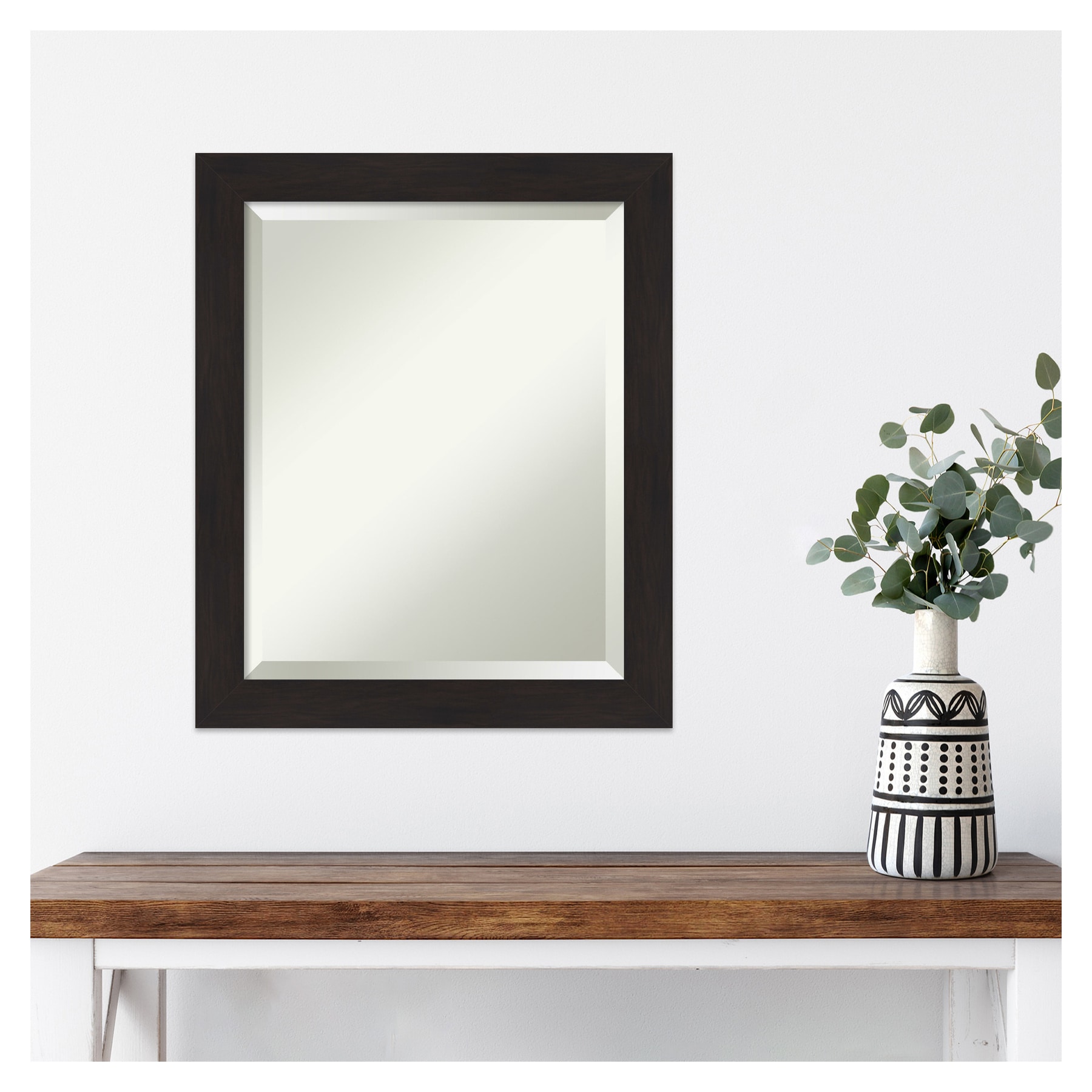Espresso Brown Narrow Framed Rectangular Wall Mirror - 19.5" x 23.5"