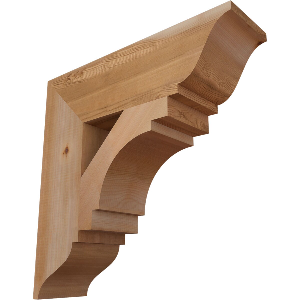 Ekena Millwork BKT06X22X22MRC01SWR Merced traditional smooth 5-1/2-in x 22-in x 22-in Western red cedar Brown Wood Standard bracket
