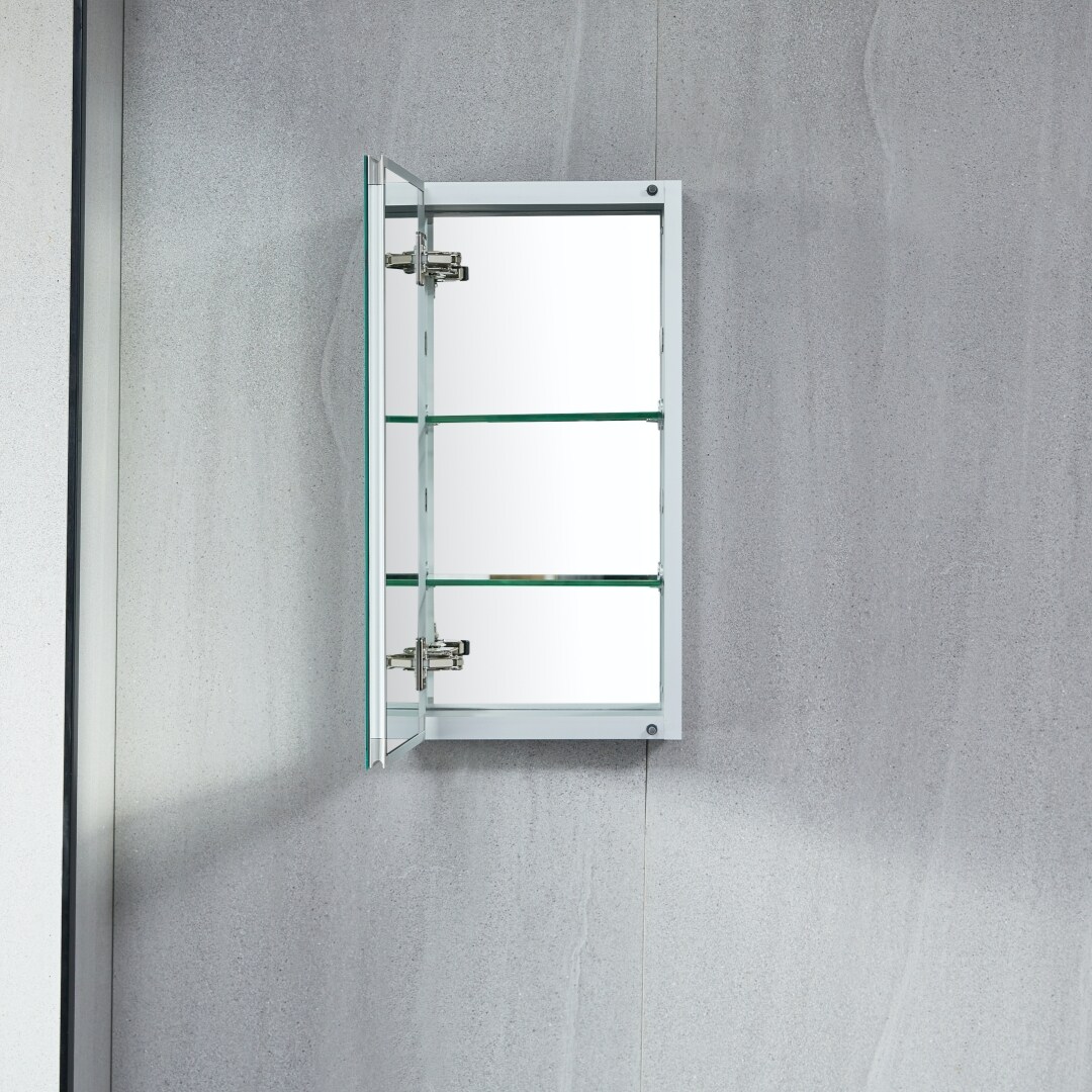 AAZJ KA 15-in x 24-in Surface/Recessed Mount Silver Mirrored Soft Close Medicine Cabinet