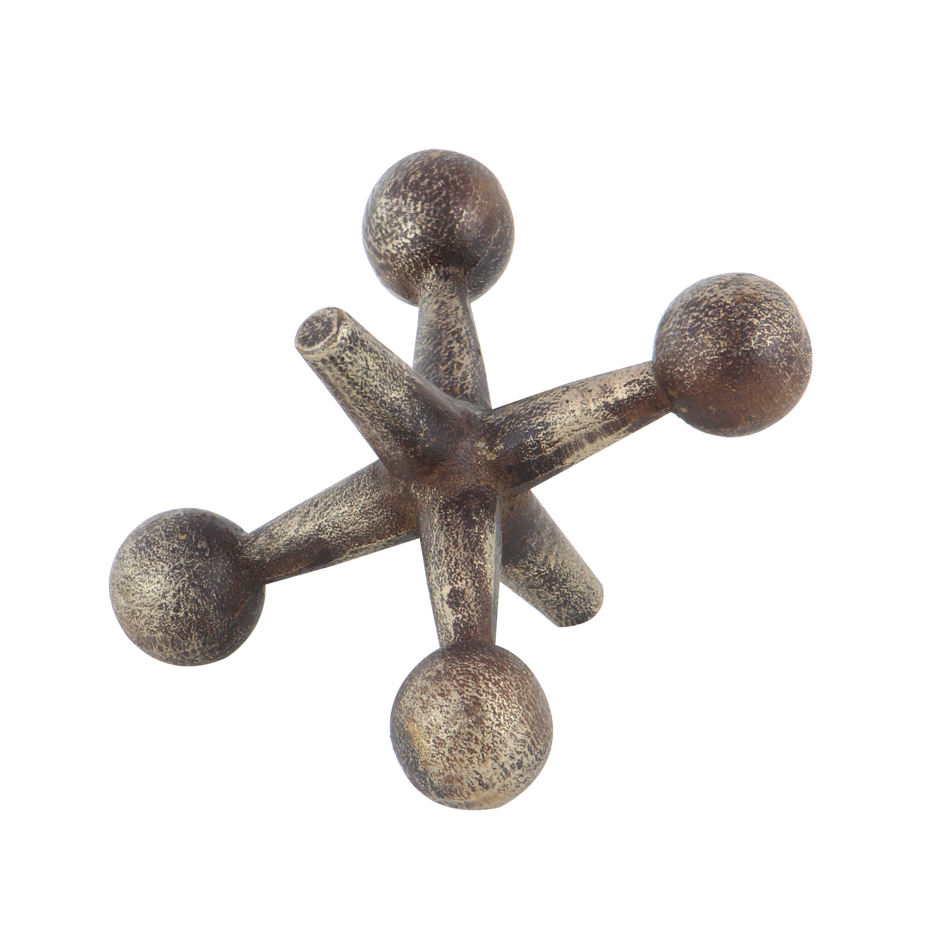 Distressed Gold and Black Iron Jacks Sculpture Set, 9"