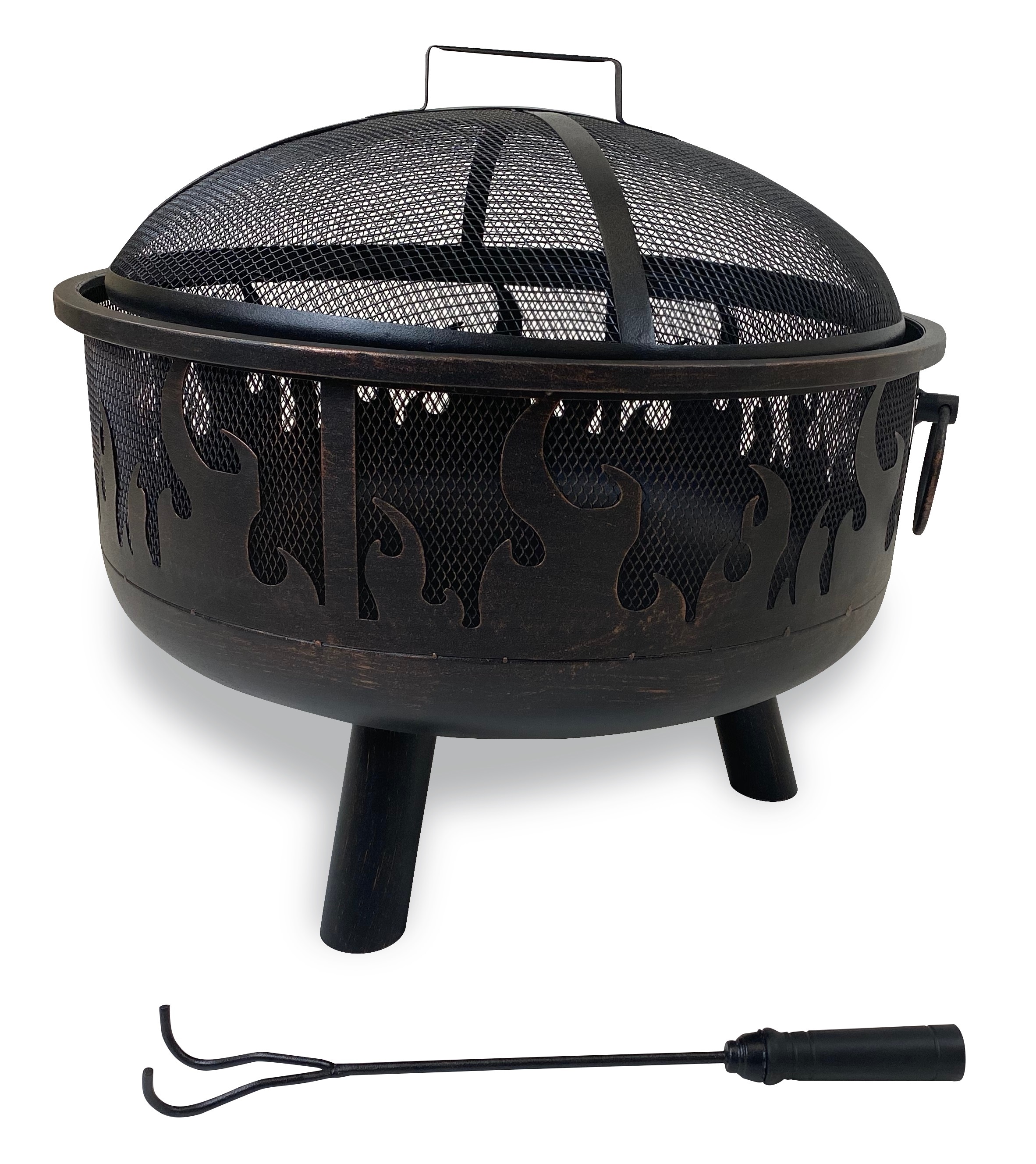 Bronze Wood Burning Fire Pit with Flame Design