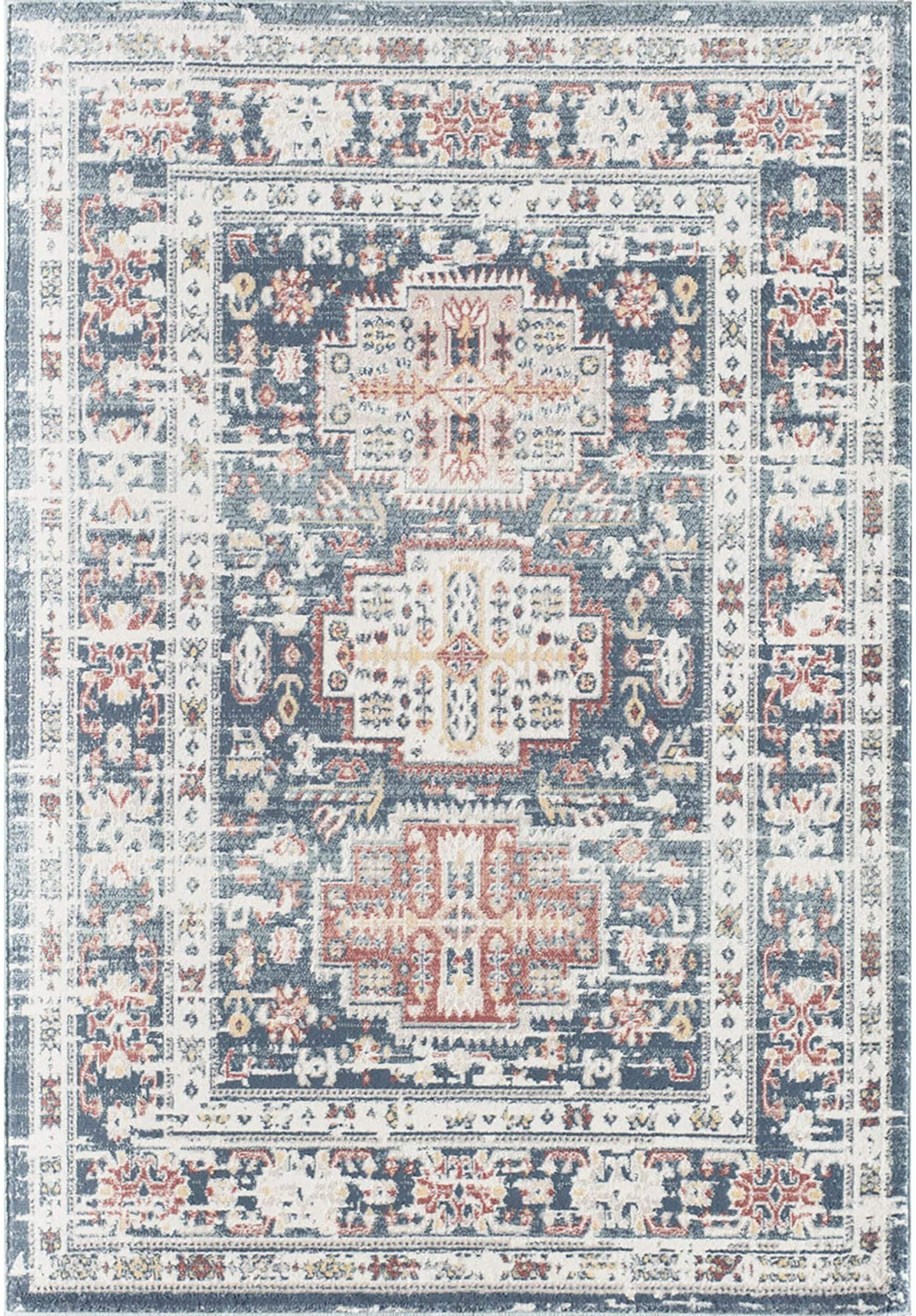 Prussian Sundara Rectangular Stain-Resistant Synthetic Area Rug