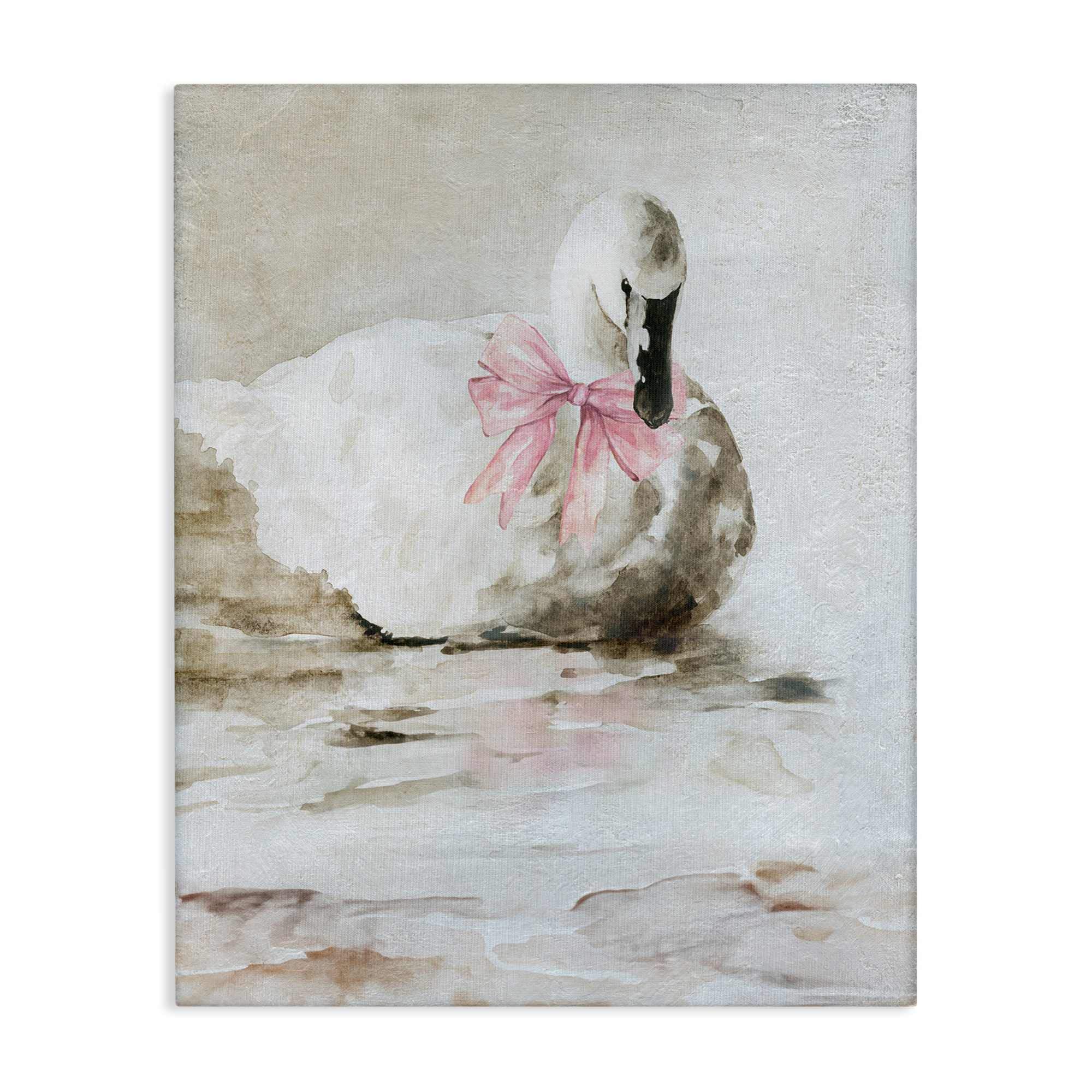Stupell Industries BS-239-CN-24X30 Charming Duck with Pink Bow Canvas Wall Art By Carol Robinson 24 x 30