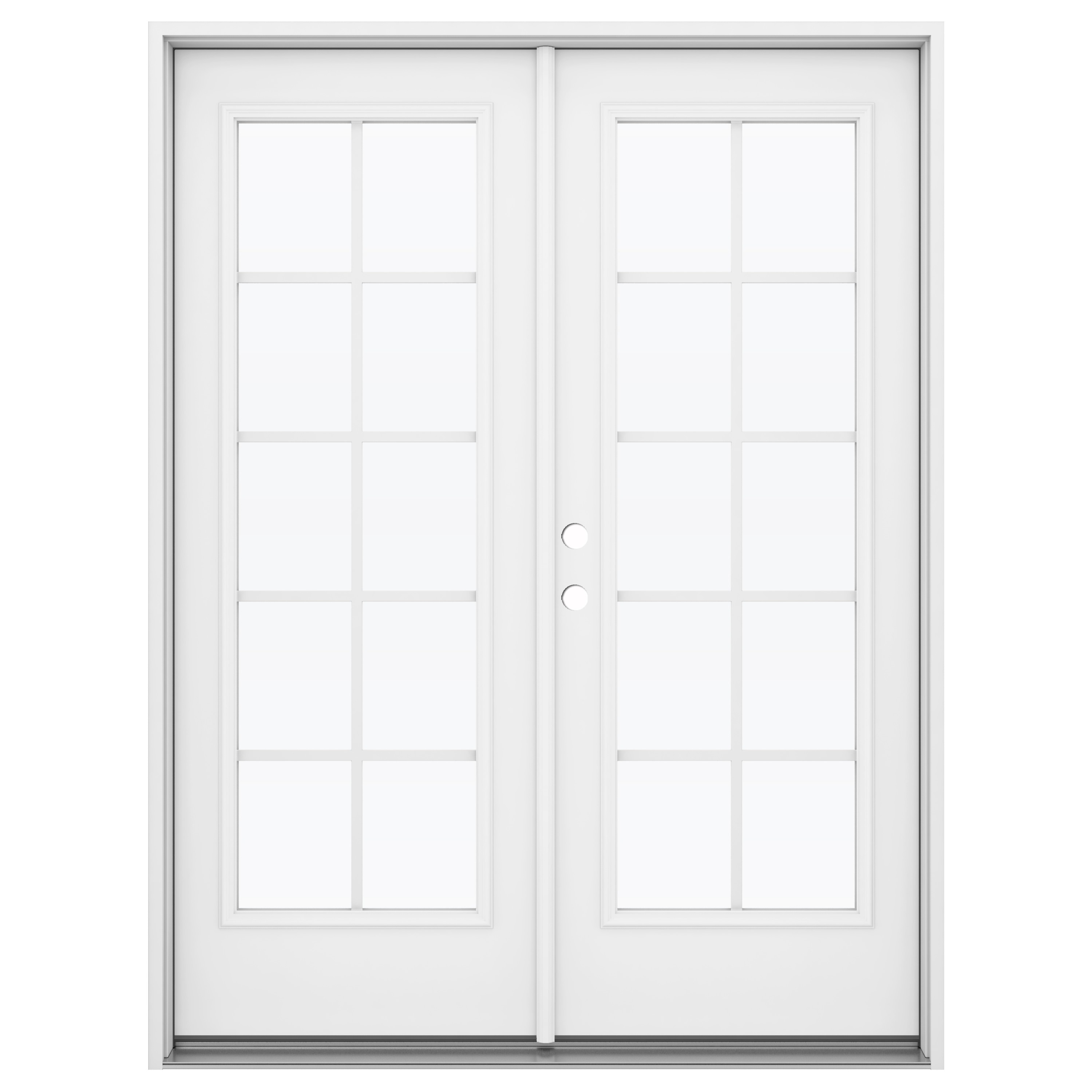 JELD-WEN JW2059-01908 72-in x 80-in x 4-9/16-in Jamb Primed Steel Right-hand inswing French Patio Door with Low-E Glass with Grilles