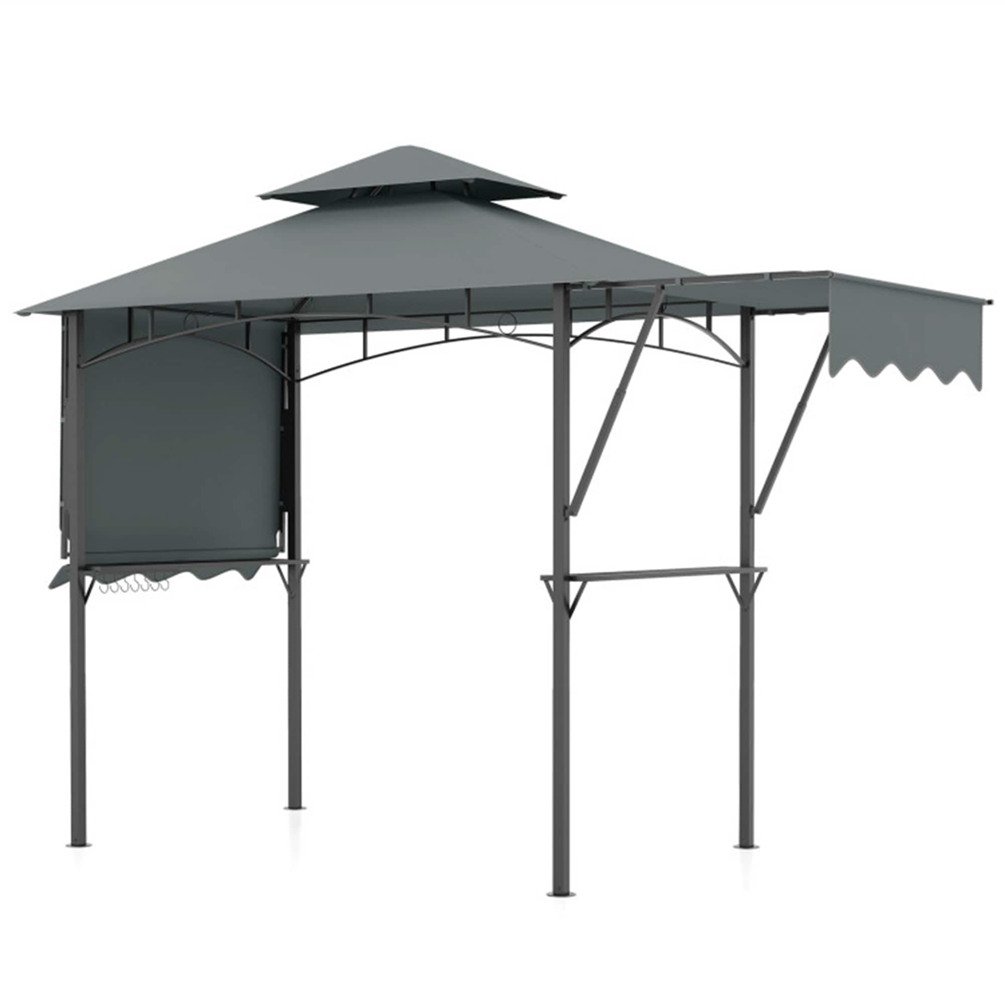 BABOOM BOM-12040GR-CO 8-ft x 5-ft Grill Gazebo Grey Gazebo with Soft Top Roof