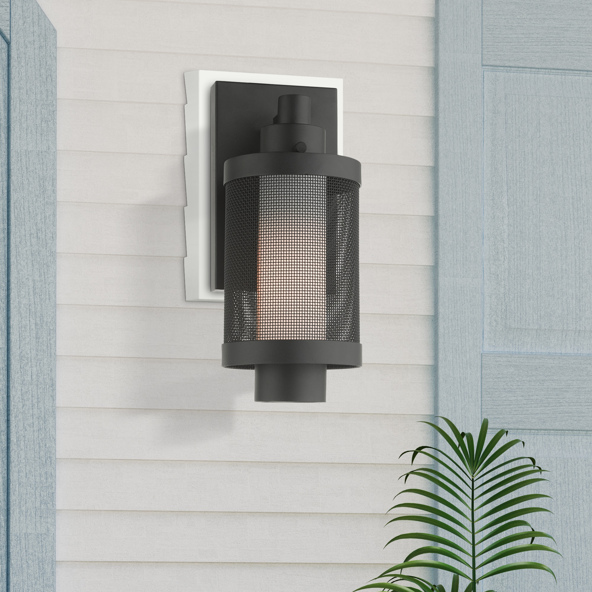 Textured Black Stainless Steel Mesh Outdoor Wall Lantern
