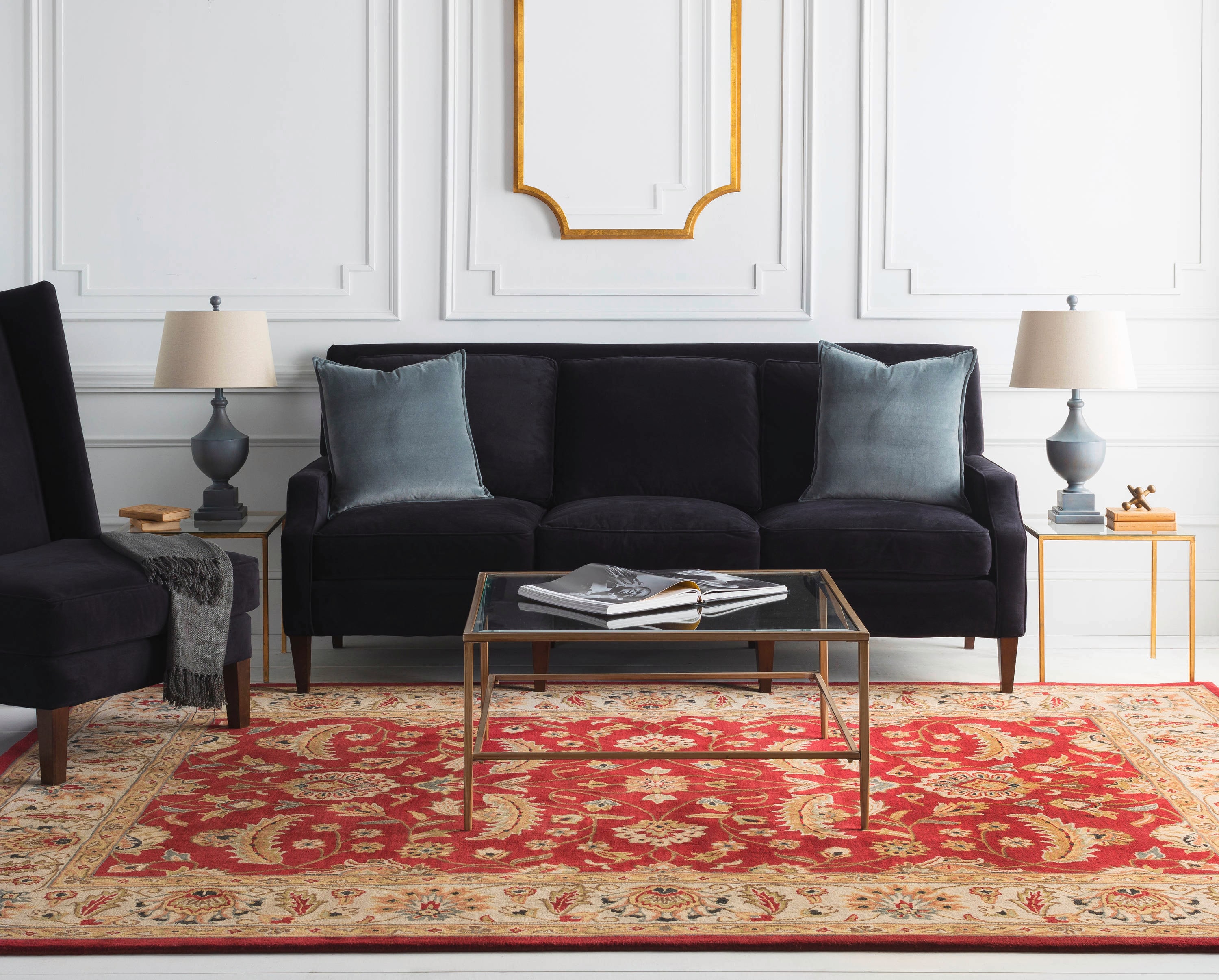 Livabliss CAE1022-69 Caesar 6 x 9 (ft) Tufted Wool Burgundy Rectangular Indoor Border Oriental Area rug
