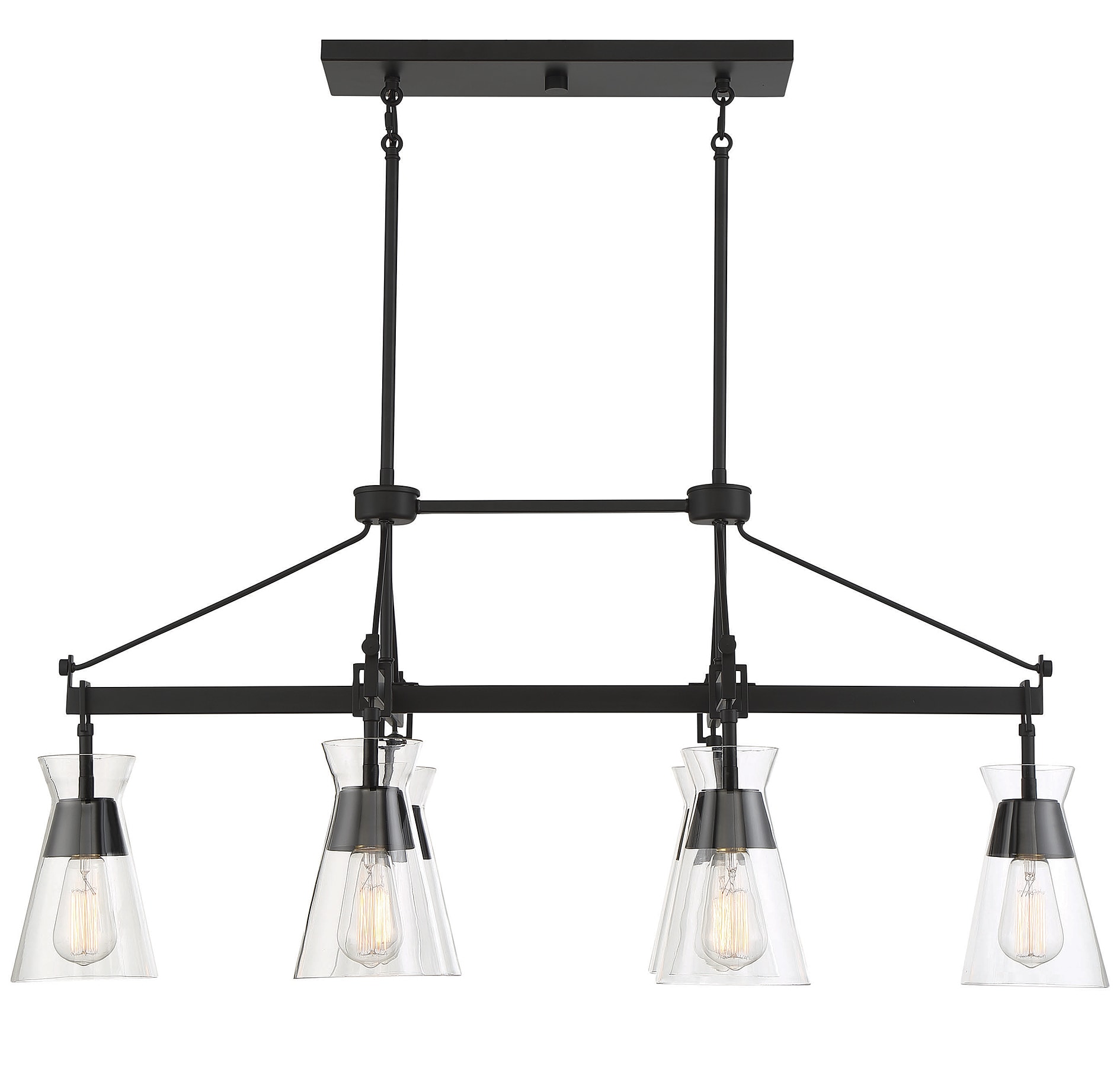 Lakewood Mid-Century Modern Matte Black 6-Light Chandelier