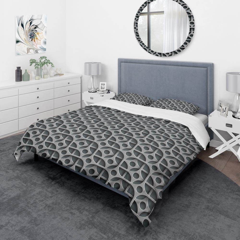 Designart BED18884-T 3-Piece Grey and Silver Twin Duvet Cover Set