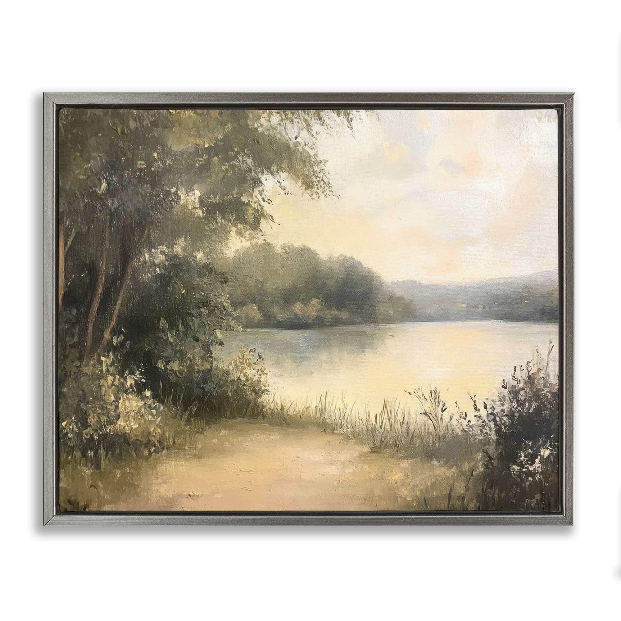 Stupell Industries BT-808-FFL-16X20 Shore of Peaceful Lake Floating Frame design by Petal Prints Design