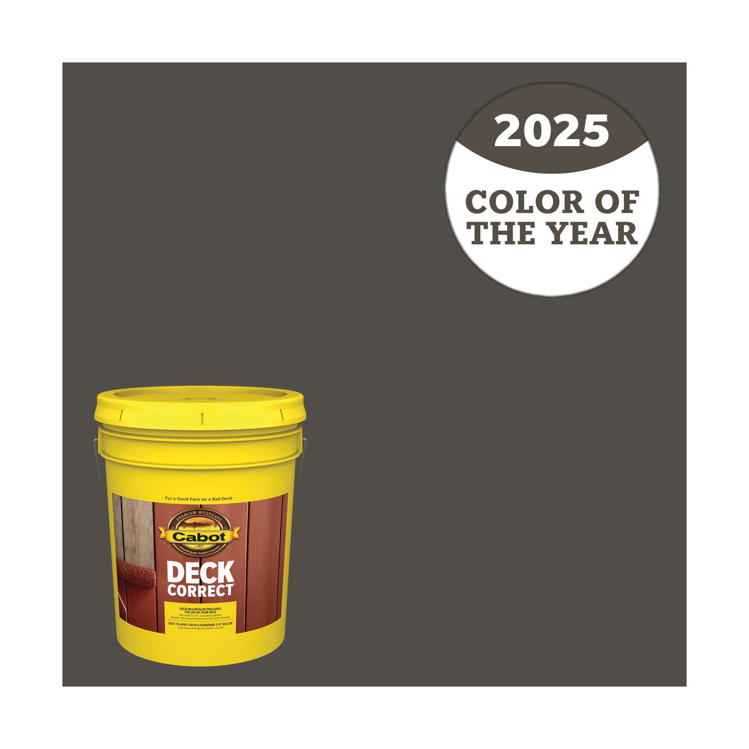 Cabot BRNT HCKORY-1028102 DeckCorrect 2025 Color of the Year Burnt Hickory Solid Exterior Wood Stain and Sealer in One ( 5-gallon )