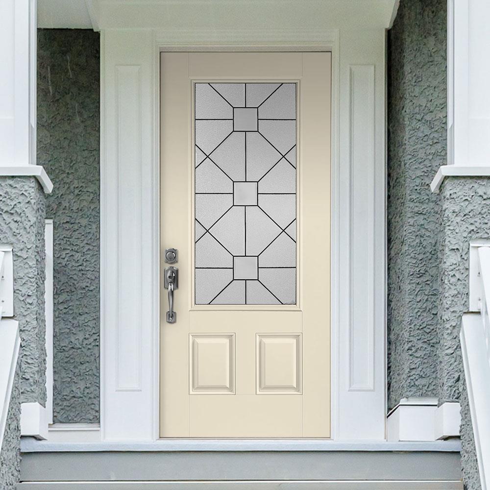 Masonite Hancock 36 In X 80 In Fiberglass 3 4 Lite Right Hand Inswing Bisque Painted Front Door