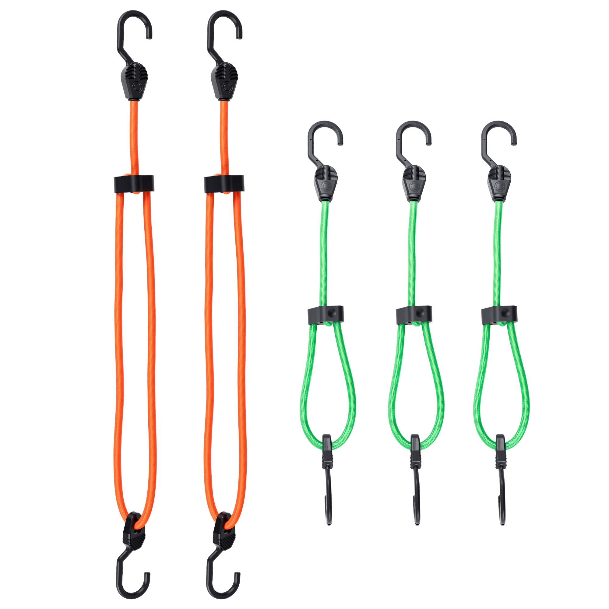 Project Source Assorted Length Adjustable Bungee Cord with Hooks 5 -Pack