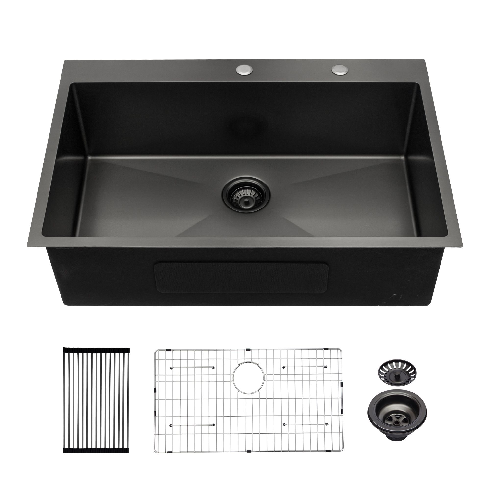 Tatayosi XJ-30x22 inch Kitchen Sink Drop In Gunmetal Black 16 Gauge Stainless Steel 30 Inch Single Bowl Topmount Kitchen Sink Basin