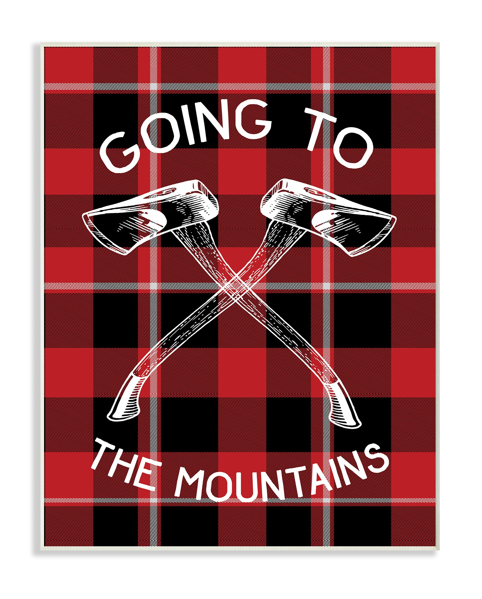 Stupell Industries Going To the Mountains Axes and Plaid Wall Plaque Art 10 x 0.5 x 15 Proudly Made in USA 
