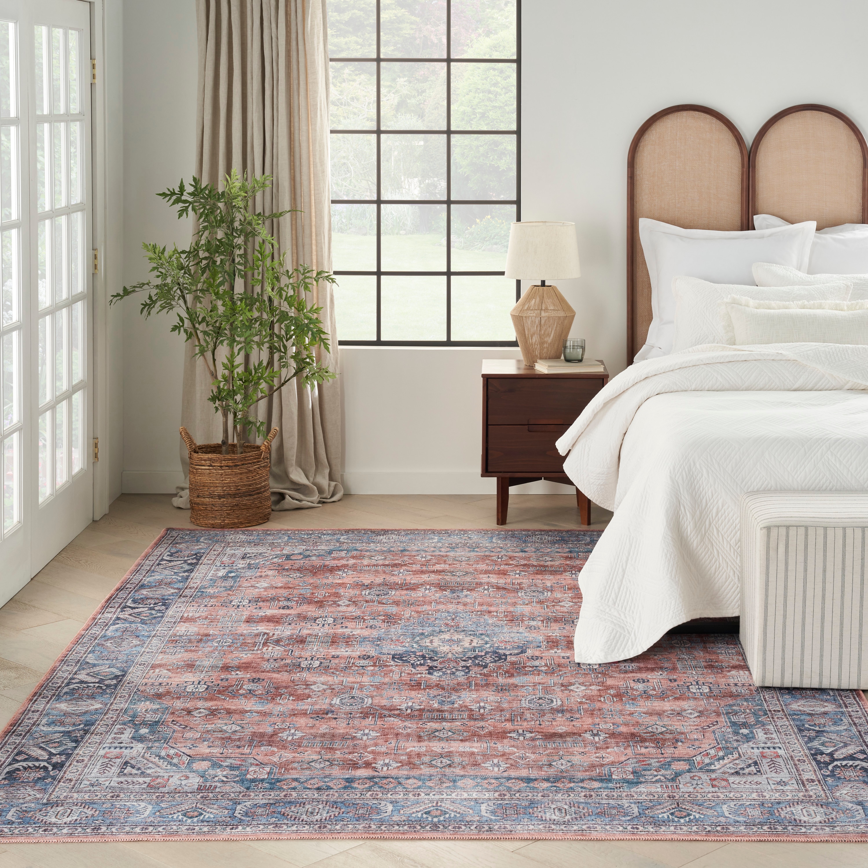 Vintage Brilliance 8' x 10' Blue/Multi Washable Persian Area Rug