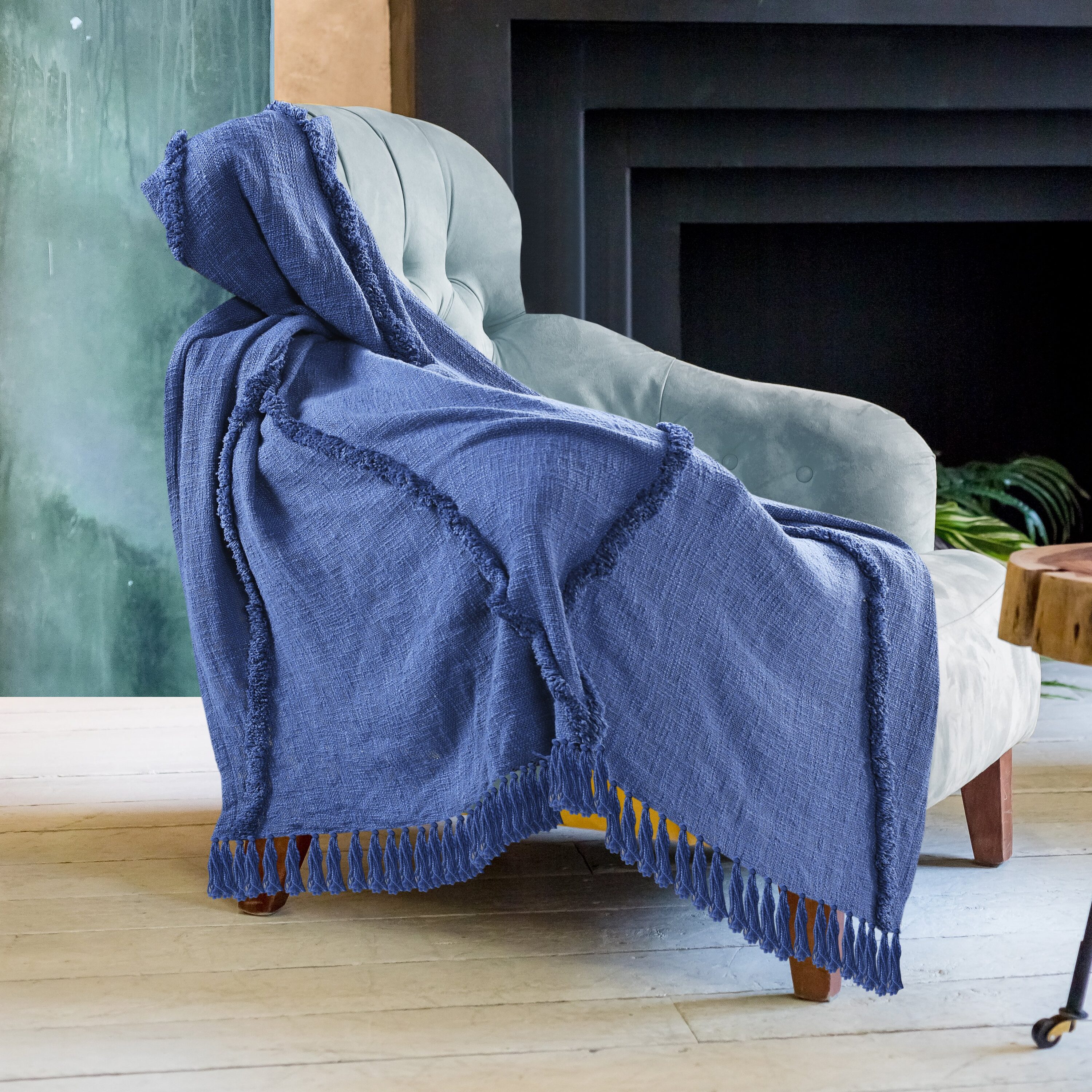 Dark best sale blue throws