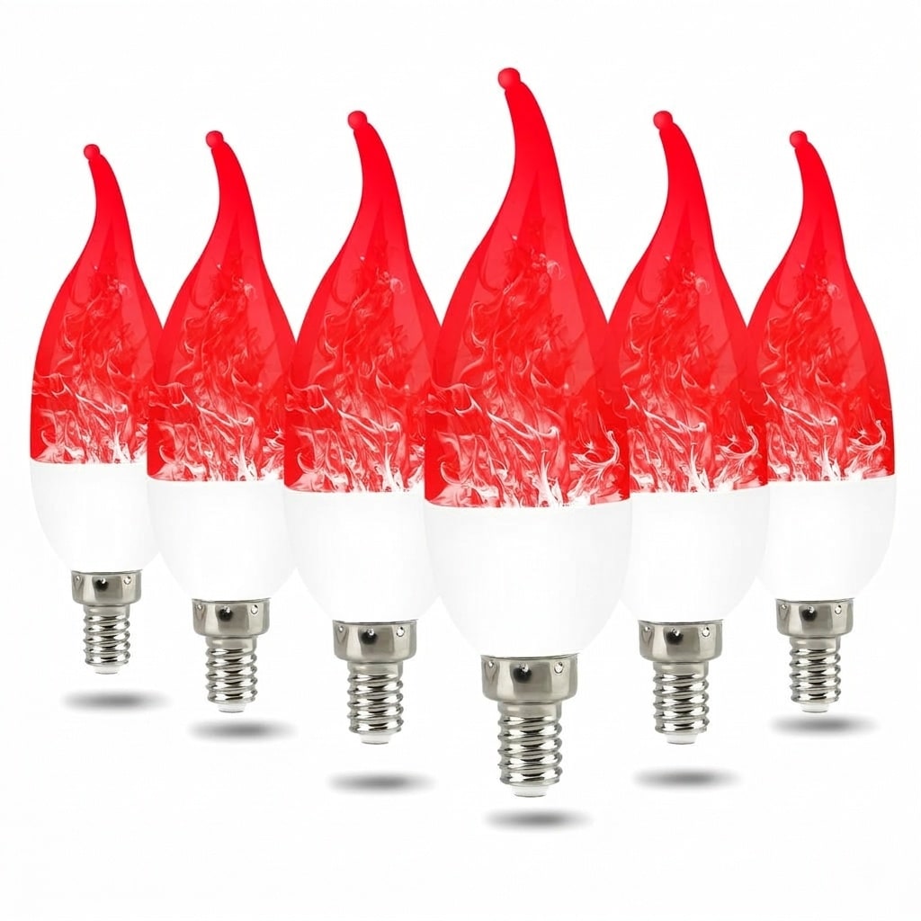 AOIZGMY  LED Flame Effect Light Bulbs 3 Modes Flickering E12 Chandelier Base Red Candle Fire Bulb for Halloween Christmas Indoor Outdoor Home