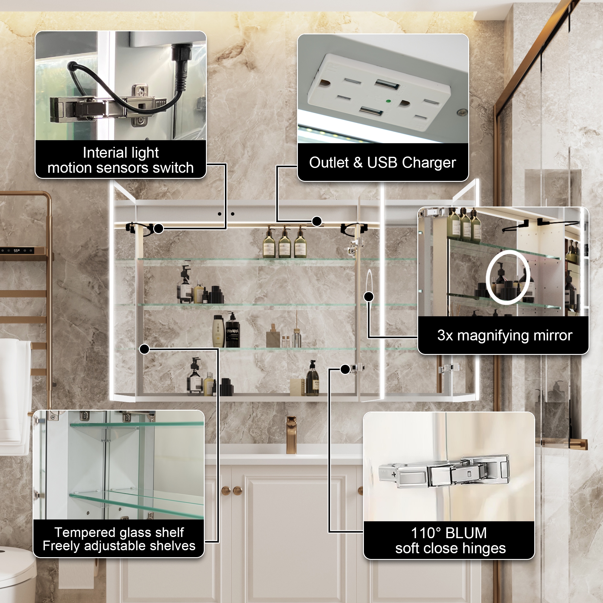 Forclover MEAM-EL4830 Bathroom-Medicine-Cabinets - View #3
