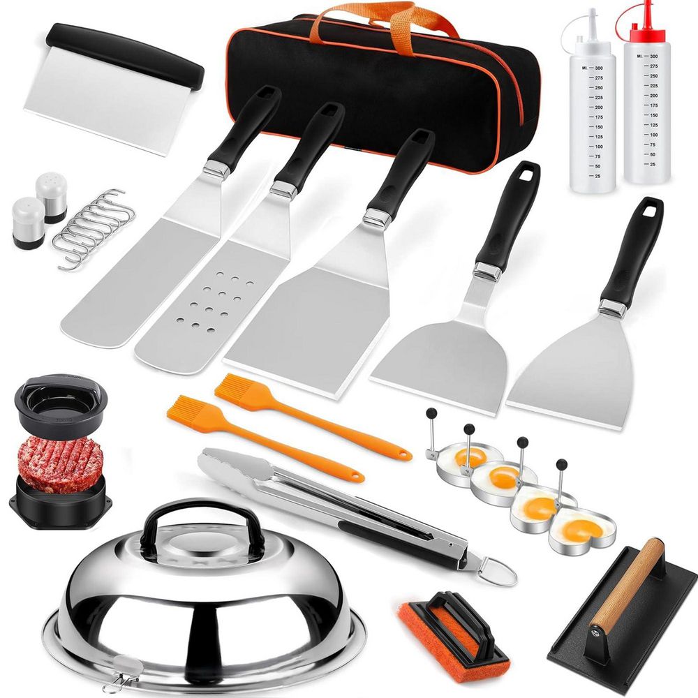 PRIMEPLUS - 33 Piece Outdoor Grill Tool Set With Spatulas Scrapers Basting Cover And Accessories ...