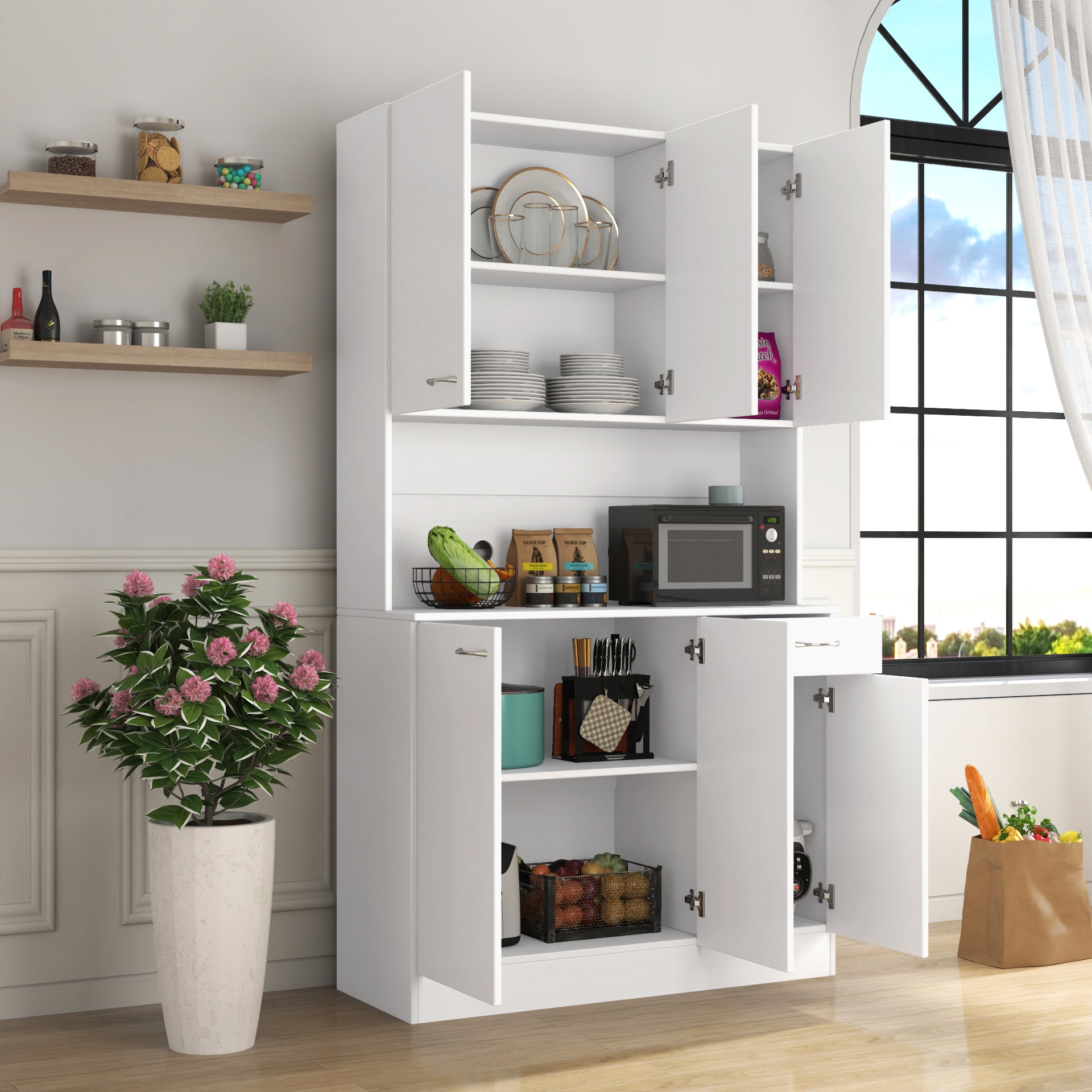 Oaks Decor OA331S0058 Contemporary/Modern White Pantry