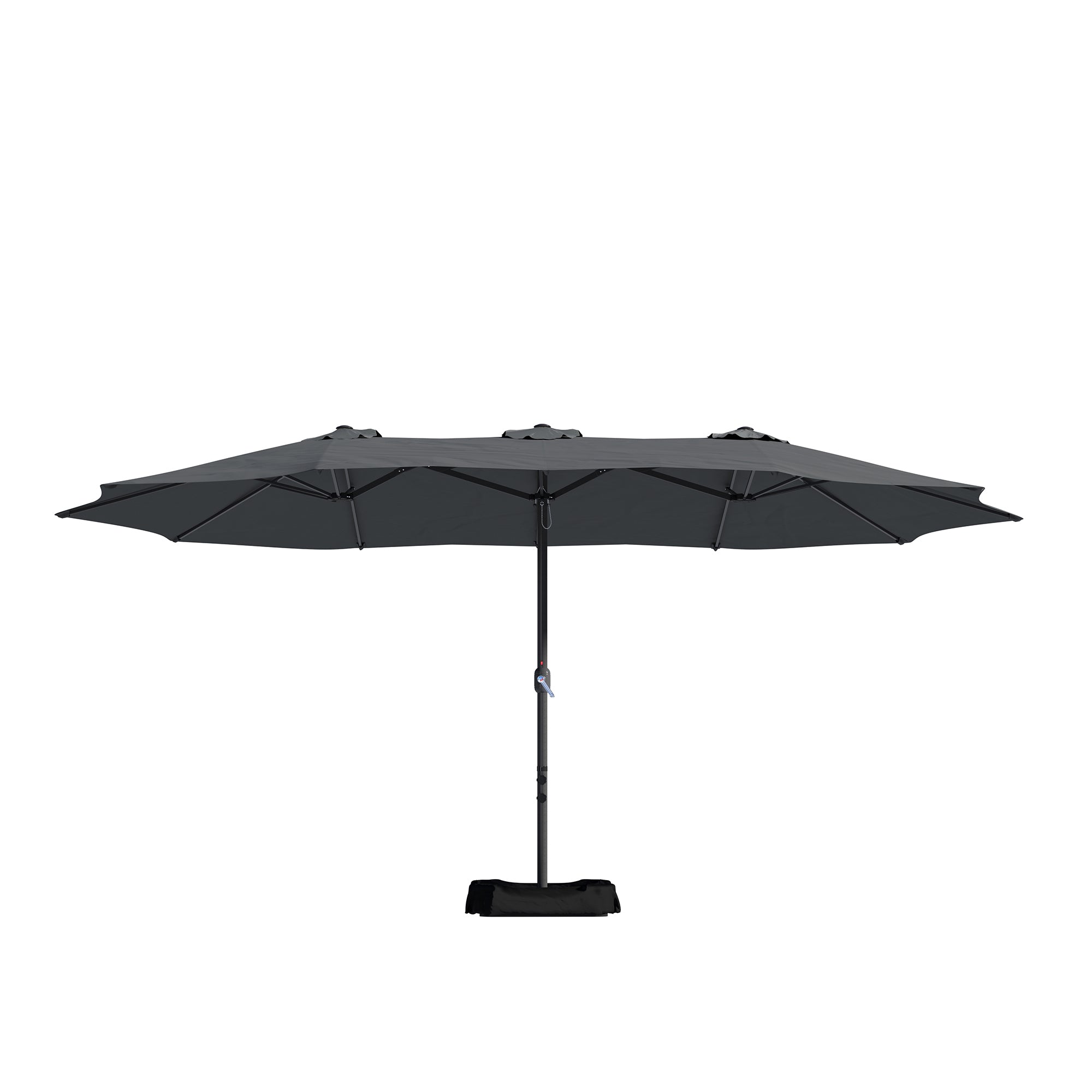 Boyel Living BOHT15-DG 15 ft. Extra-Large Outdoor Market Double-Sided Fade Resistant and UV Resistant Patio Umbrella with Base in Dark Gray