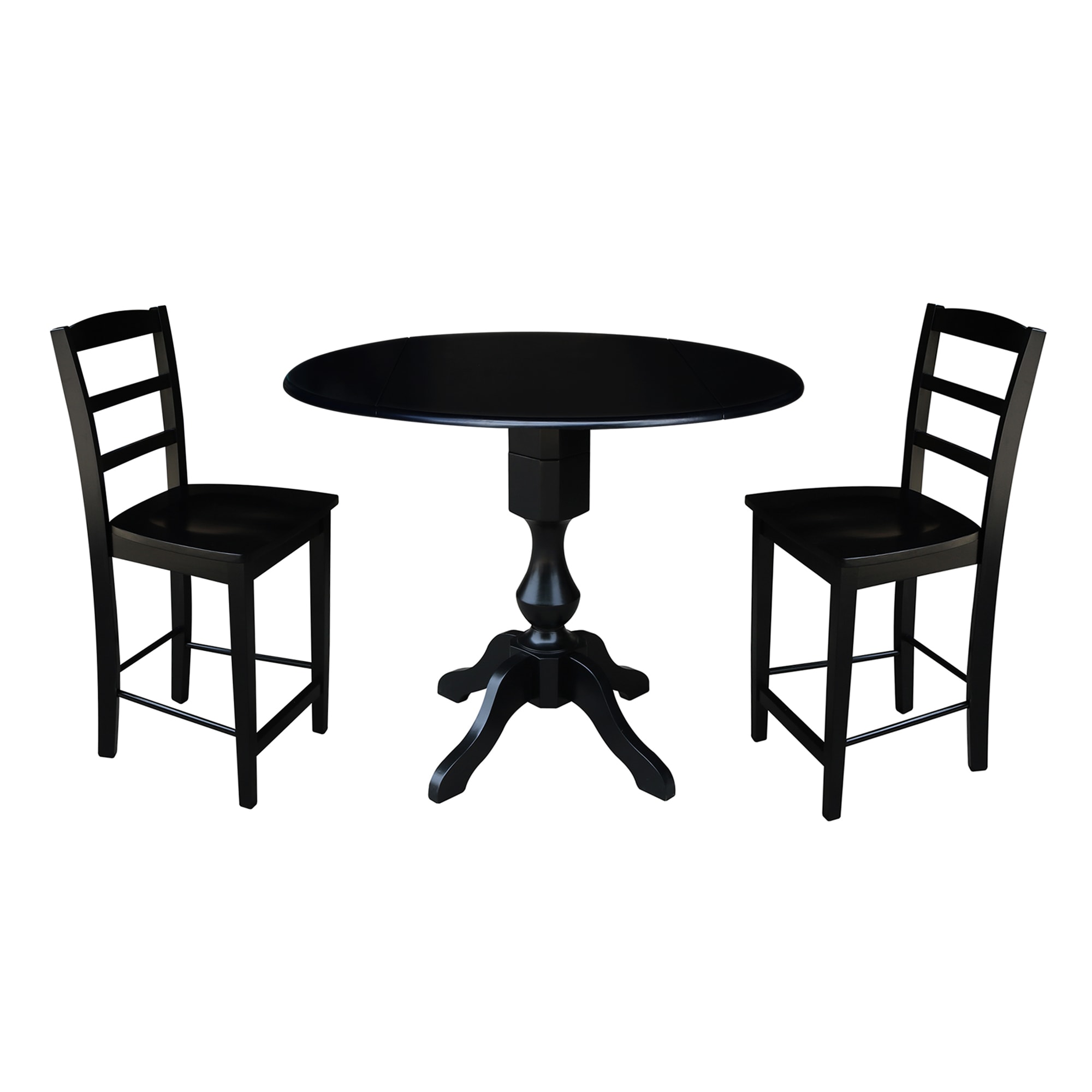 International Concepts K46-42DPT-11P-S402-2 Black Casual Dining Room Set with Round Table (Seats 4)