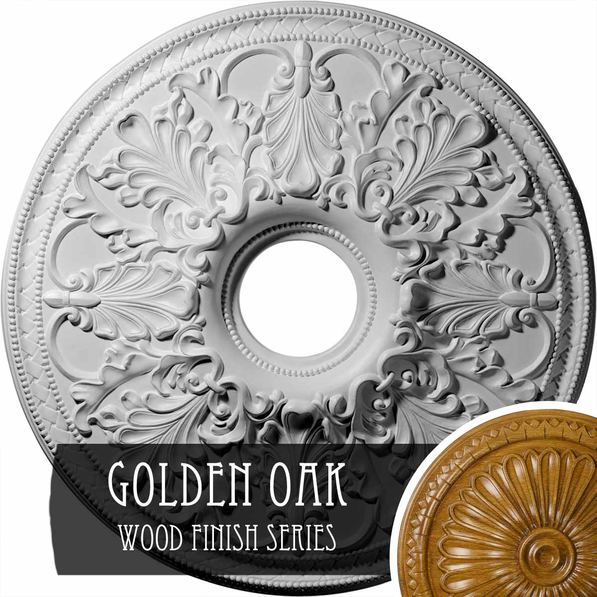 Ekena Millwork CM23ASGOS Ashley 23.875-in W x 23.875-in L Golden Oak Polyurethane Ceiling Medallion