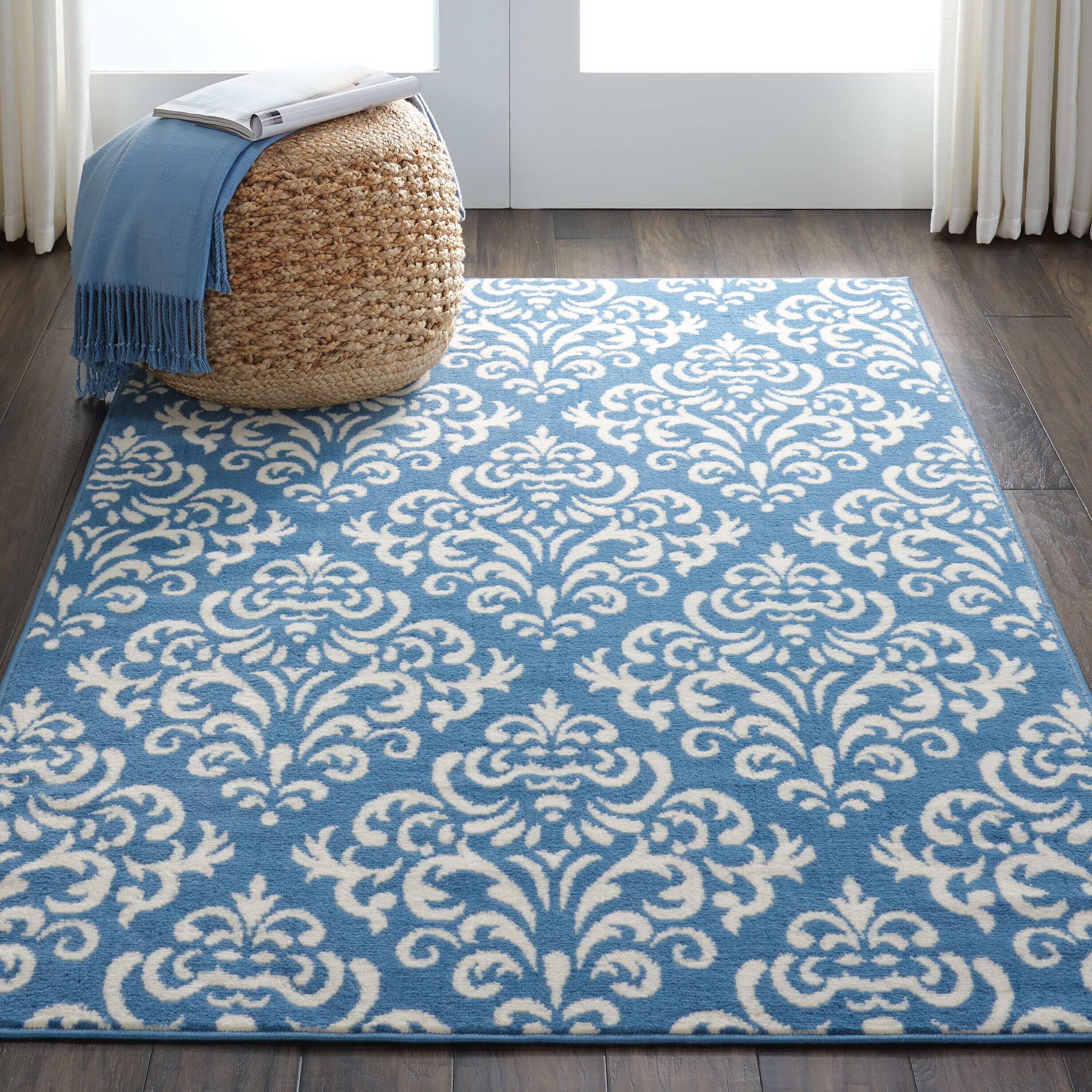 Nourison 99446459169 Grafix 4 x 6 (ft) Loomed Polypropylene Blue Rectangular Indoor Abstract Area rug