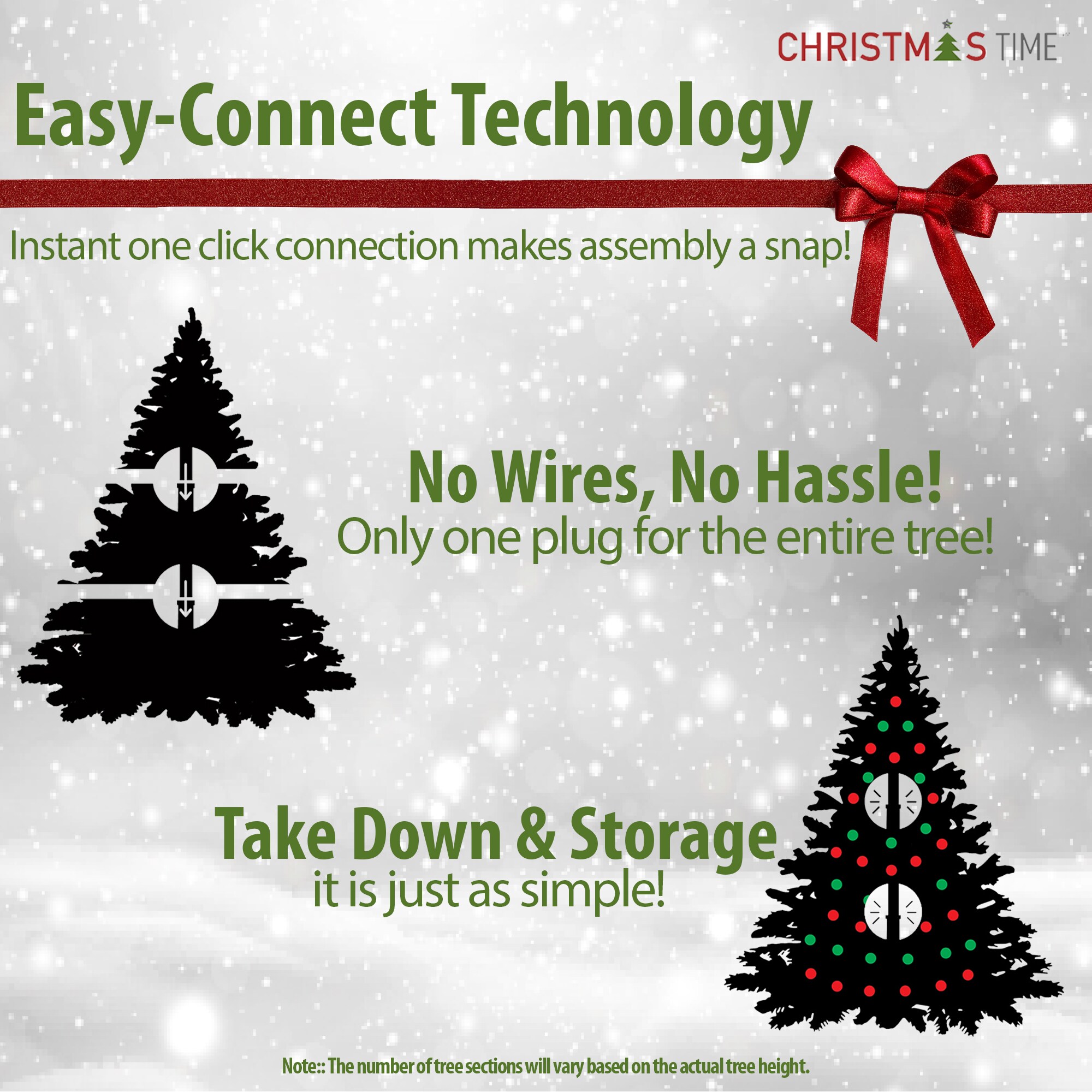 7.5-Ft Green Pine Artificial Christmas Tree with Clear LED Lights