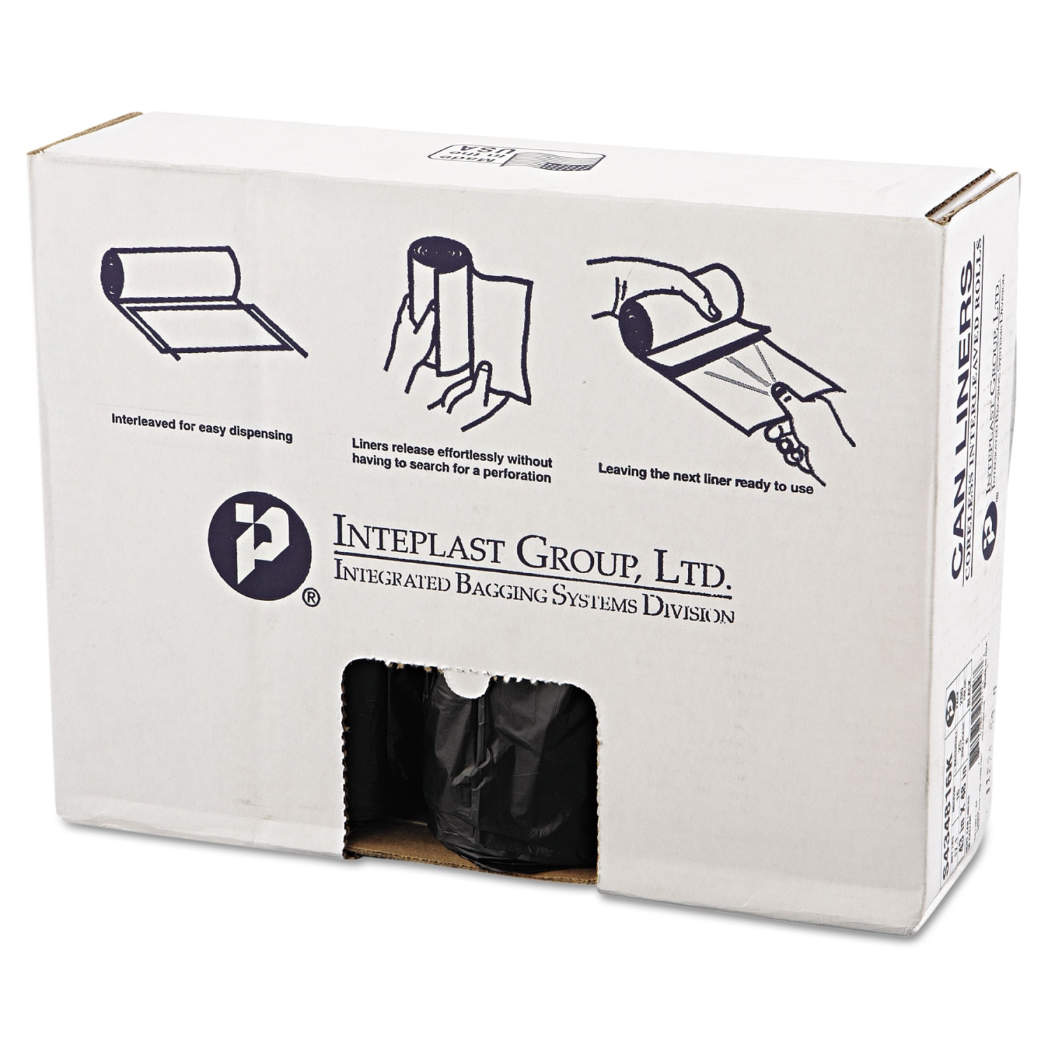 Inteplast Group Building Products IBSS434816K 60-Gallons Scent free Black Indoor Plastic Can Twist Tie Trash Bag 200 -Count