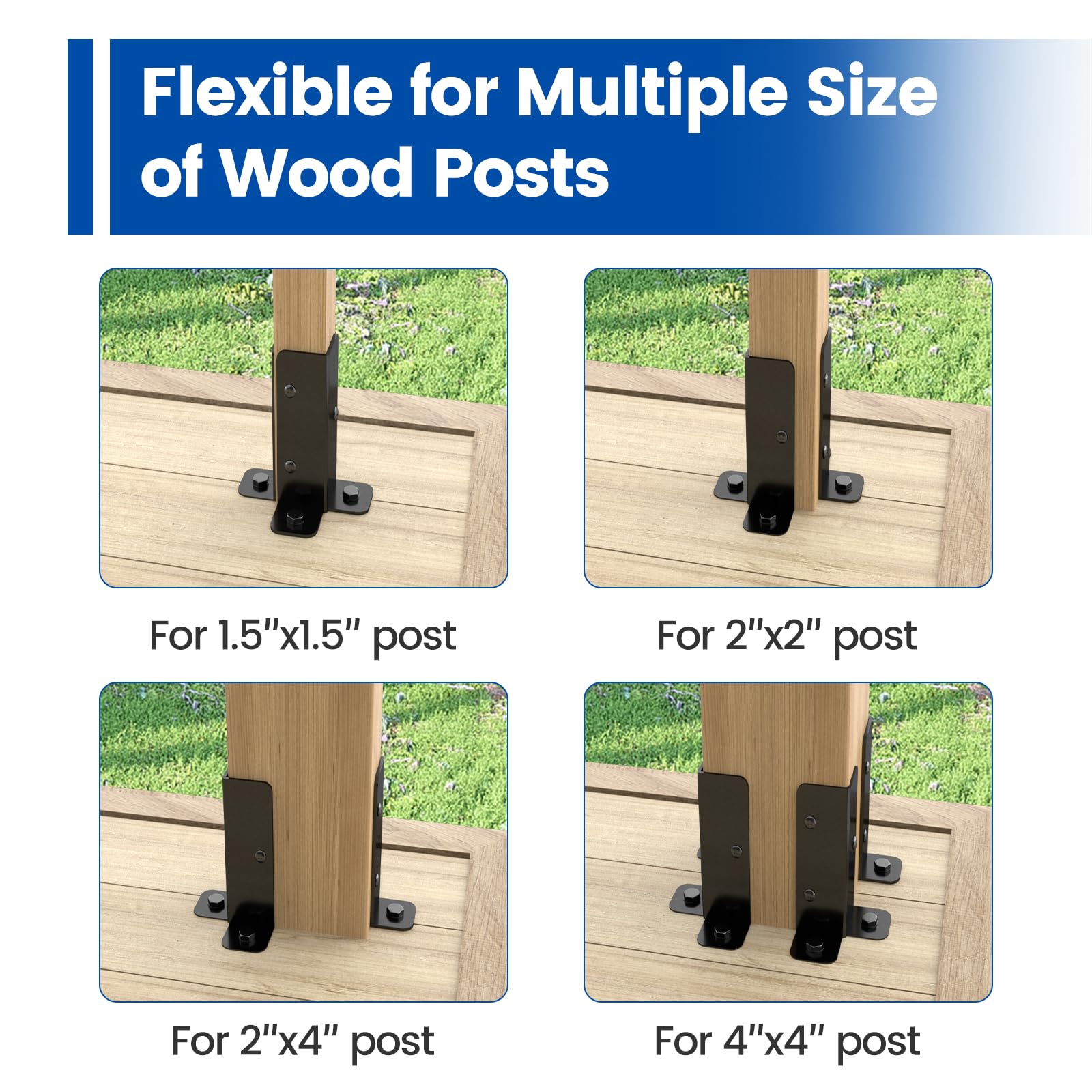 Etokfoks adjustable carbon steel post base bracket anchor for wood deck ...