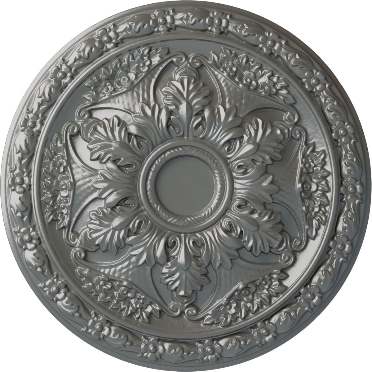 Ekena Millwork CM20BLSLS Baile 20-in W x 20-in L Painted Silver Polyurethane Whole Ceiling Medallion