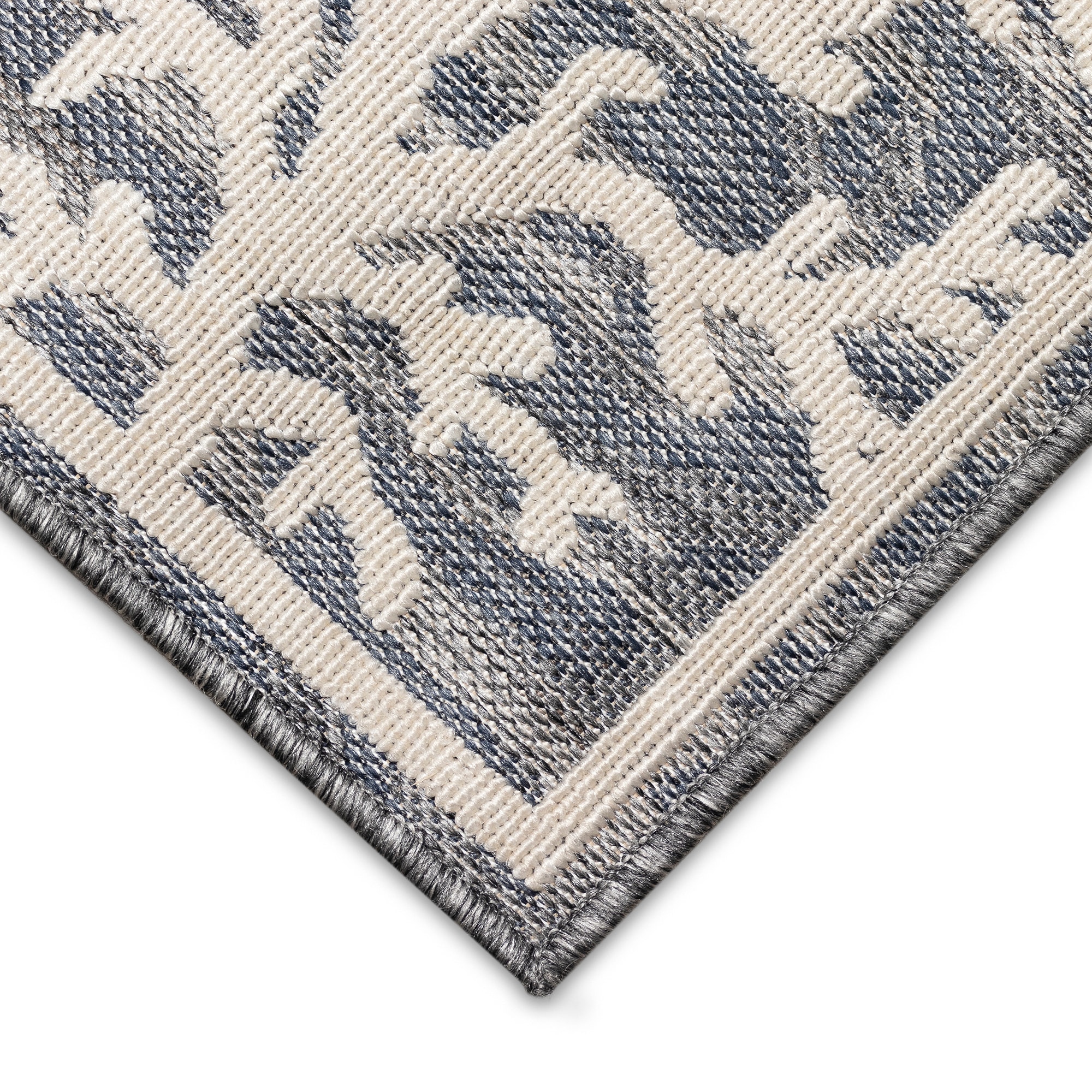 Coral Echoes Blue Ivory Abstract Indoor/Outdoor 8' x 10' Rug