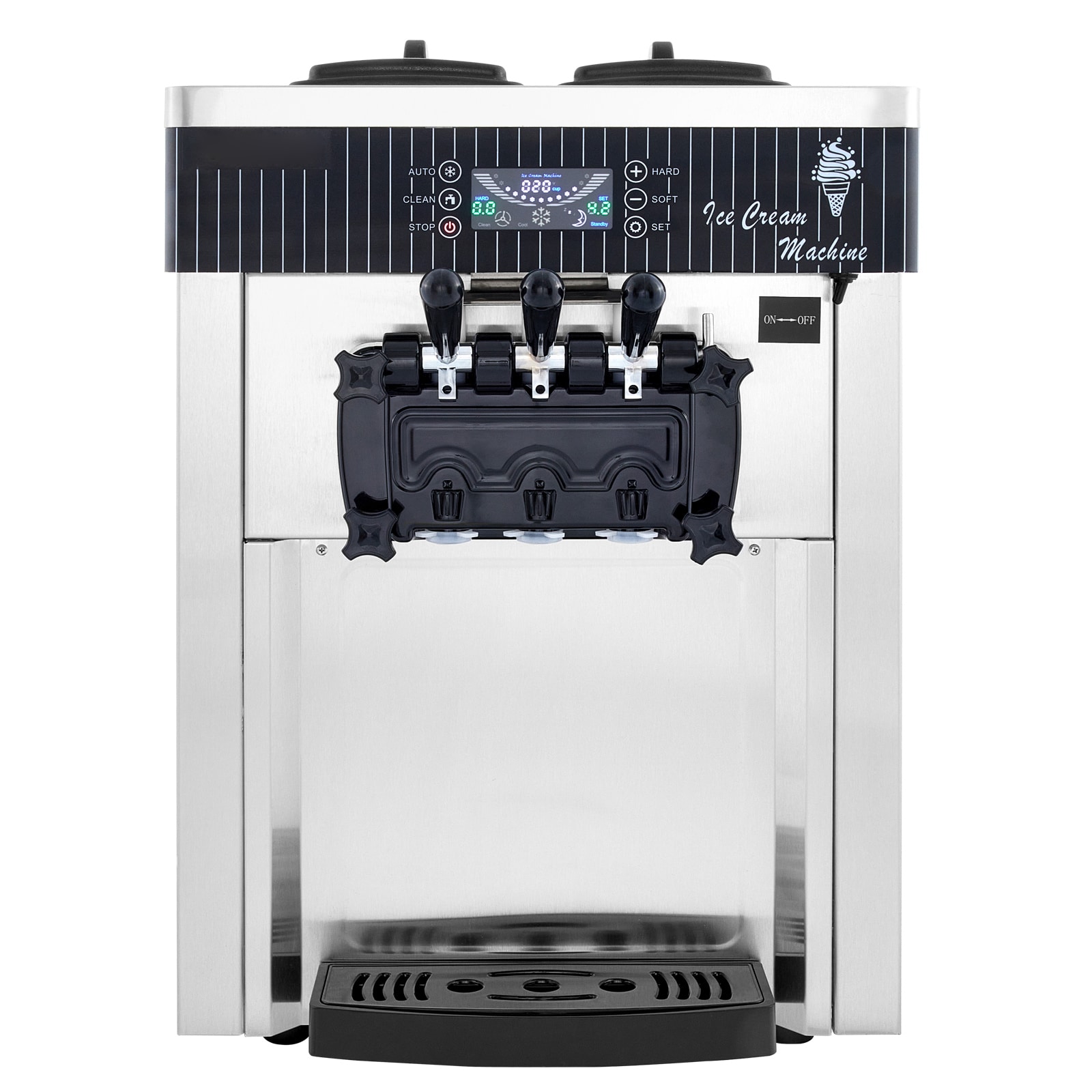 VEVOR SCBJLJYKF-8200241V1 Commercial Ice Cream Machine 5.3 to 7.4Gal per Hour Soft Serve with LED Display Auto Clean 3 Flavors Perfect for Restaurants Snack Bar 2200W Sliver