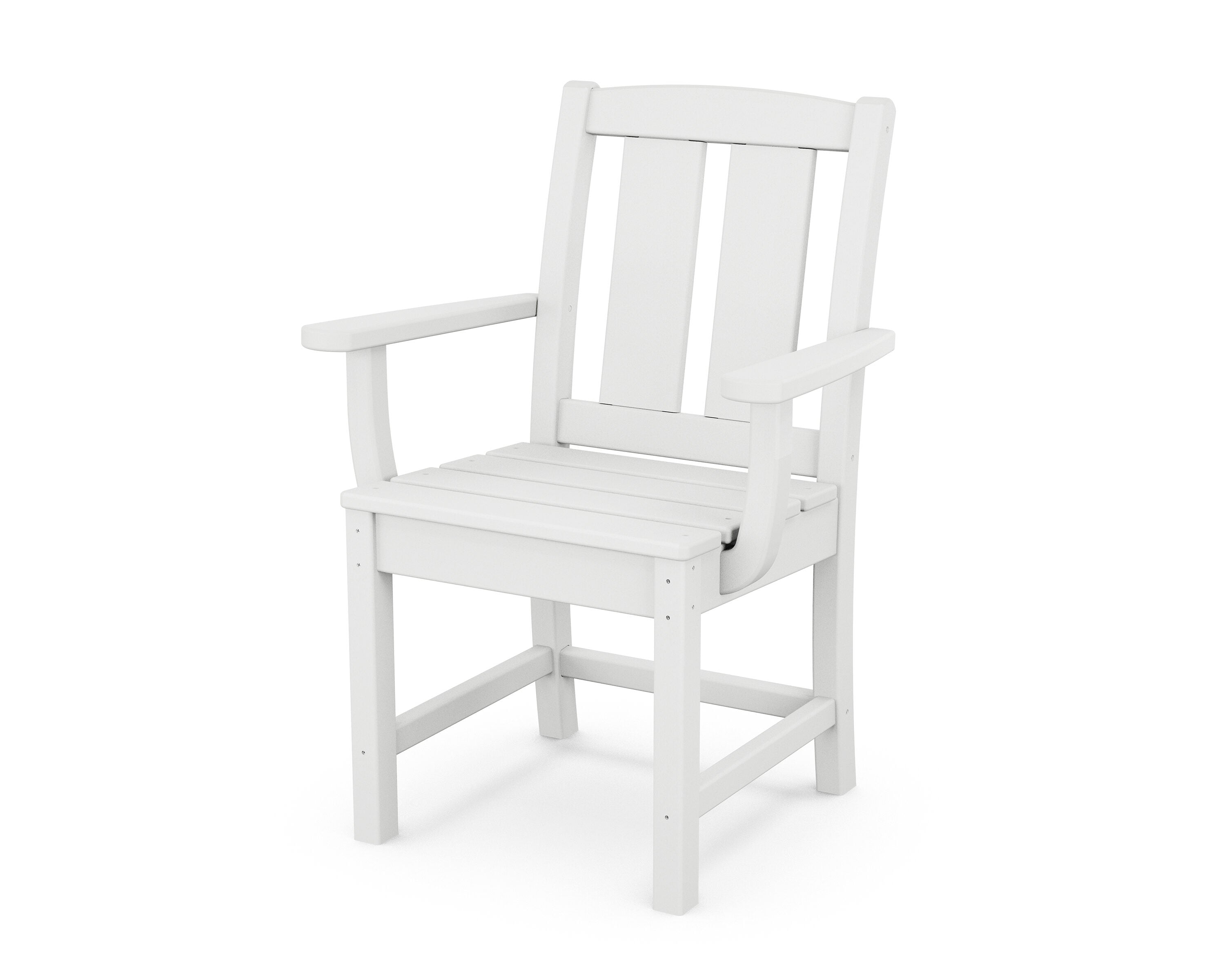 POLYWOOD TLD240WH Mission White Plastic Frame Stationary Dining Chair with Slat Seat