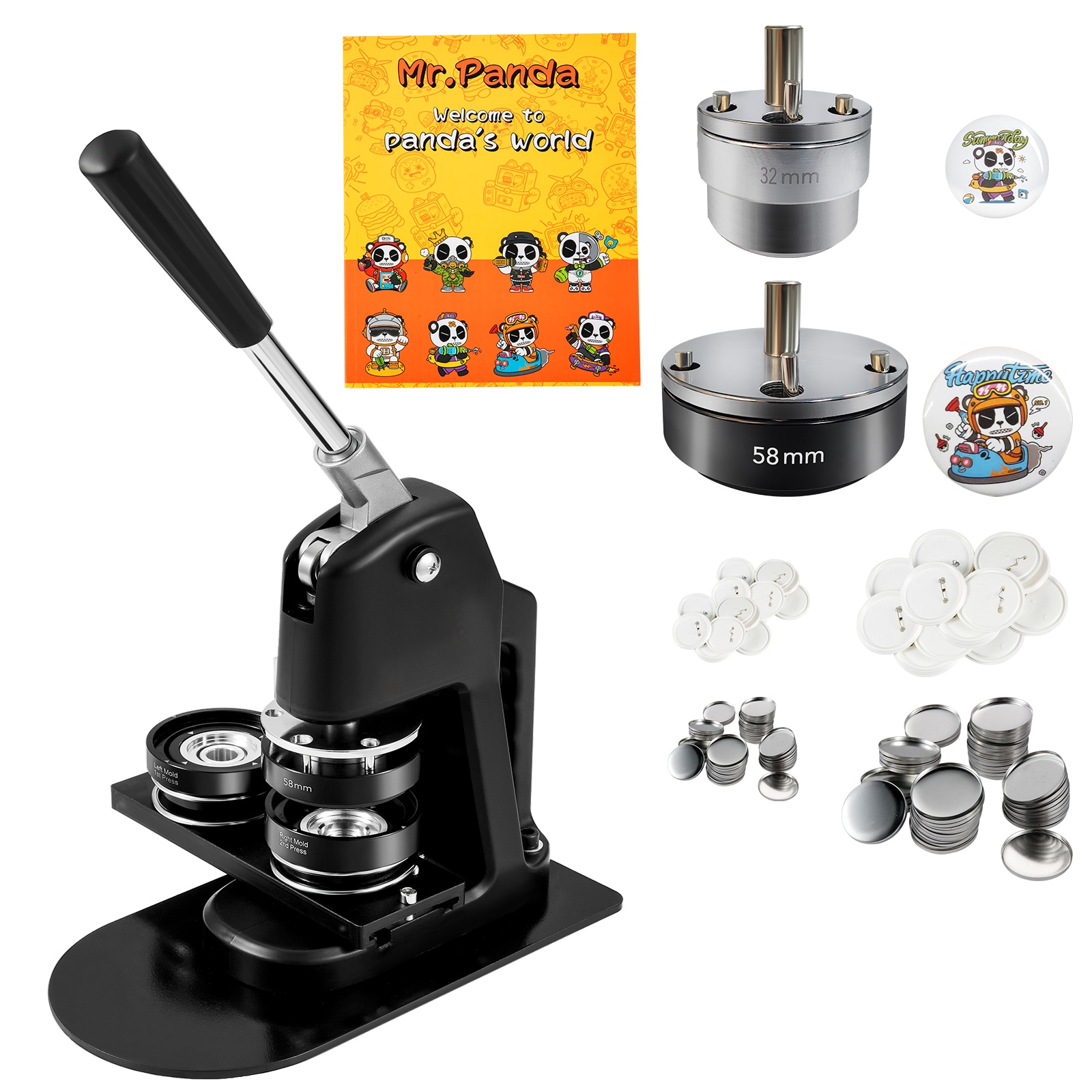 SVOPES SCDGNBJSKXZJ03499V0 Button Maker Machine Multiple Sizes 1.25+2.25 Inch Badge Punch Press Kit Children DIY Gifts Pin Maker Button Making Supplies with 500pcs Button Parts and Circle Cutter and Magic Book