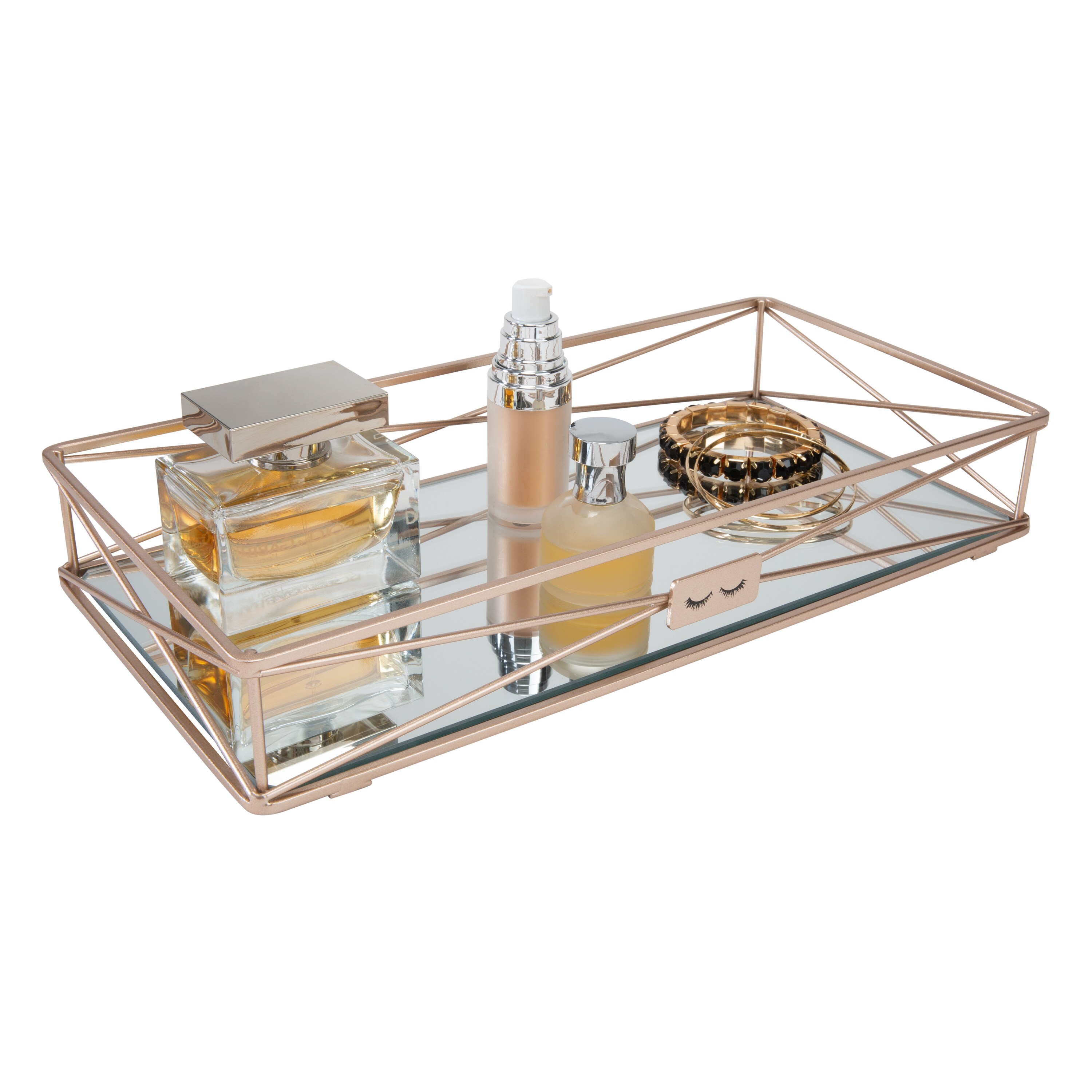 Home Details 2 Tier Vanity Tower in Rose Gold - Metal Bathroom Accessories  with Mirrored Bottom - Satin Finish - 10.25x 6.5x 6.70 inches in the  Bathroom Accessories department at